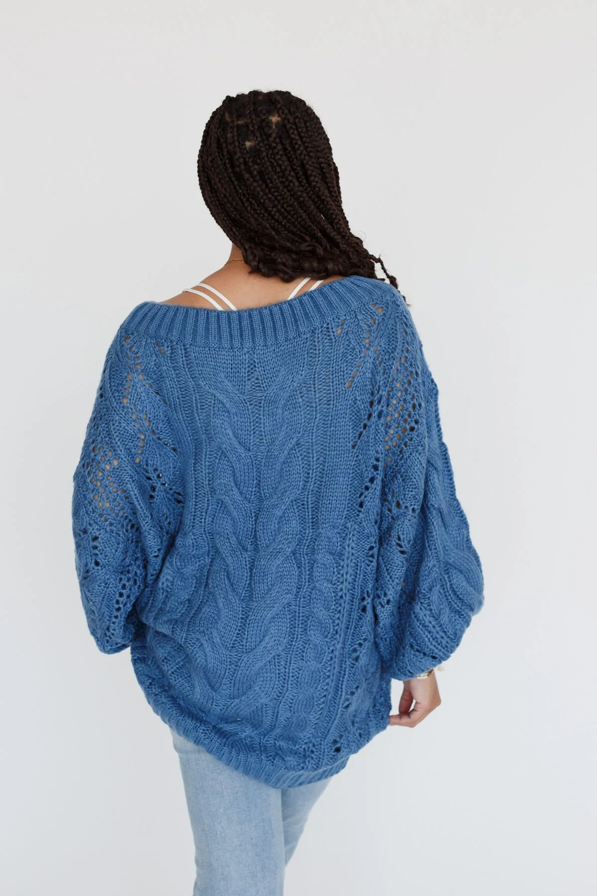 Golden Hour Bubble Sleeve Sweater Dress - Blue - Image 10