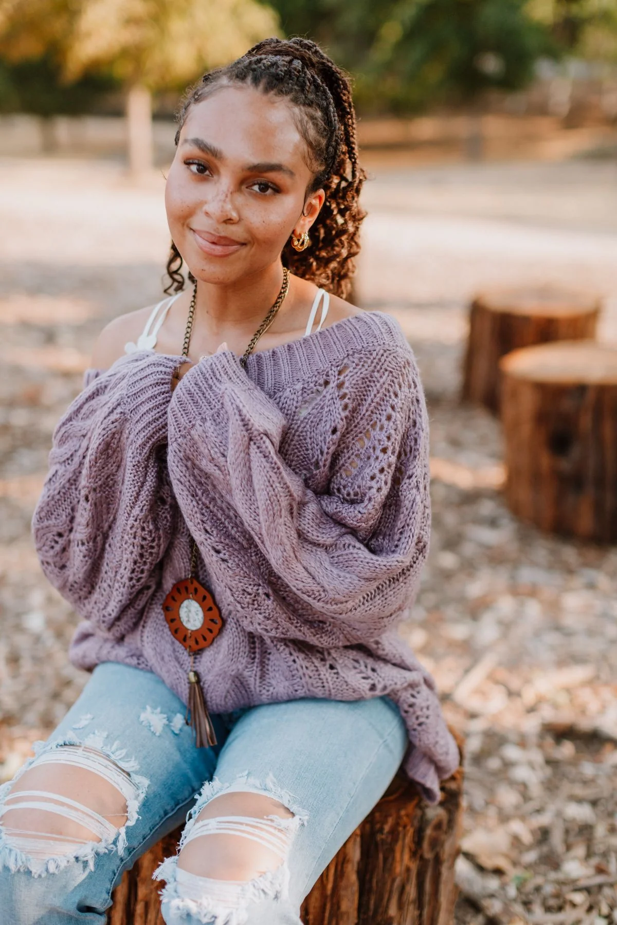 Golden Hour Bubble Sleeve Sweater Dress - Lavender - Image 5