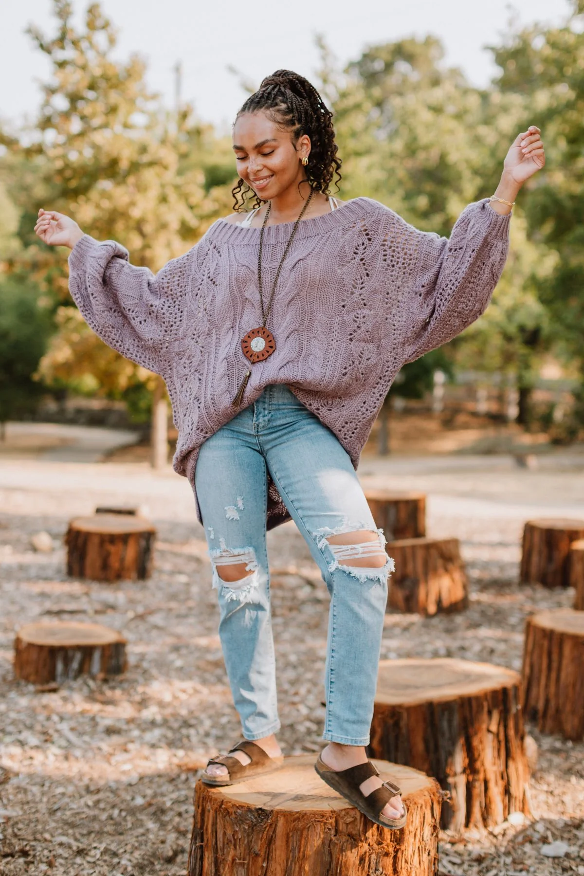 Golden Hour Bubble Sleeve Sweater Dress - Lavender - Image 6