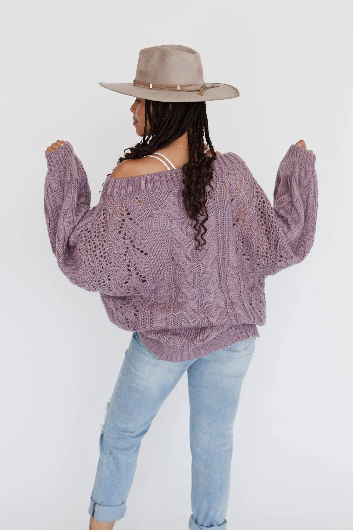 Golden Hour Bubble Sleeve Sweater Dress - Lavender - Image 8