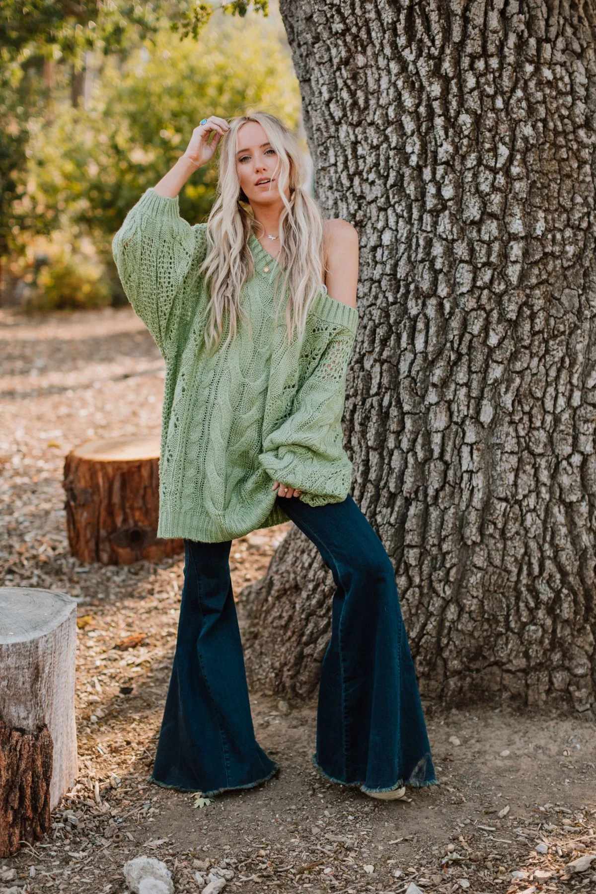 Golden Hour Bubble Sleeve Sweater Dress - Light Green - Image 10