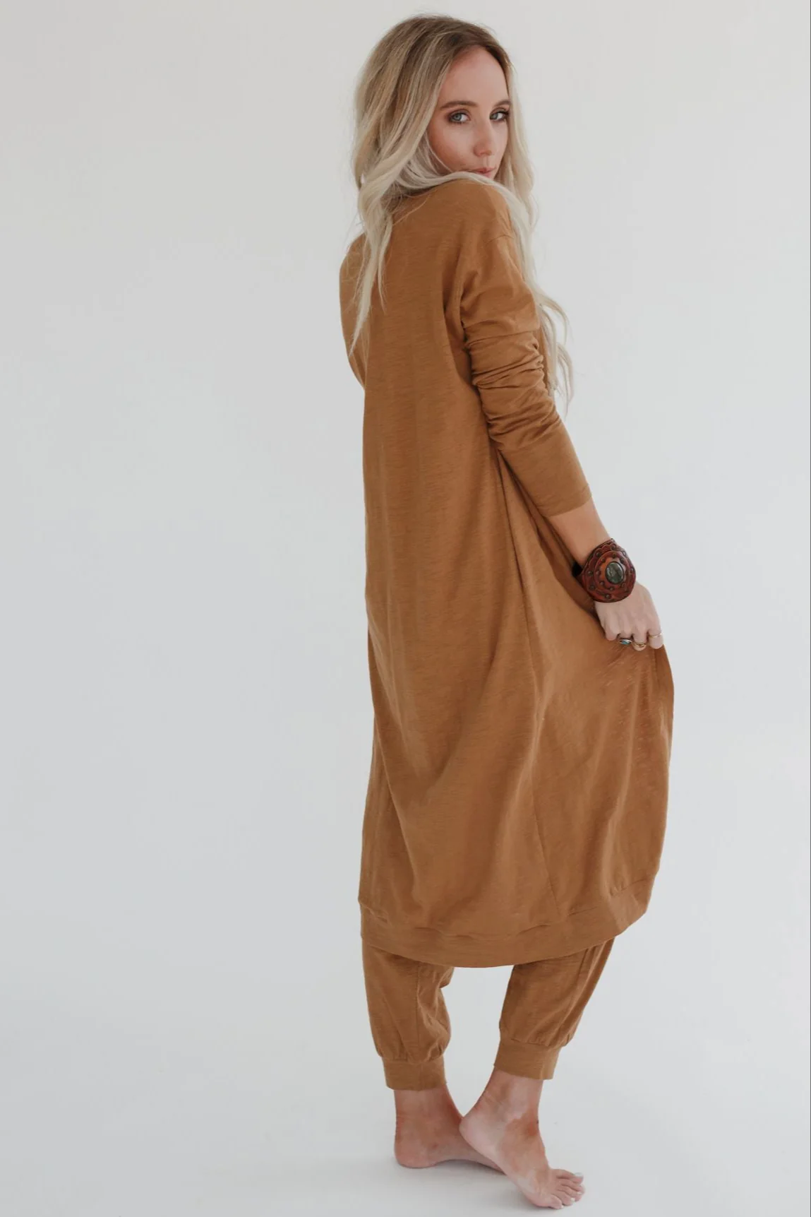 Set to Go Textured Jumpsuit And Cardigan Set - Camel - Image 6