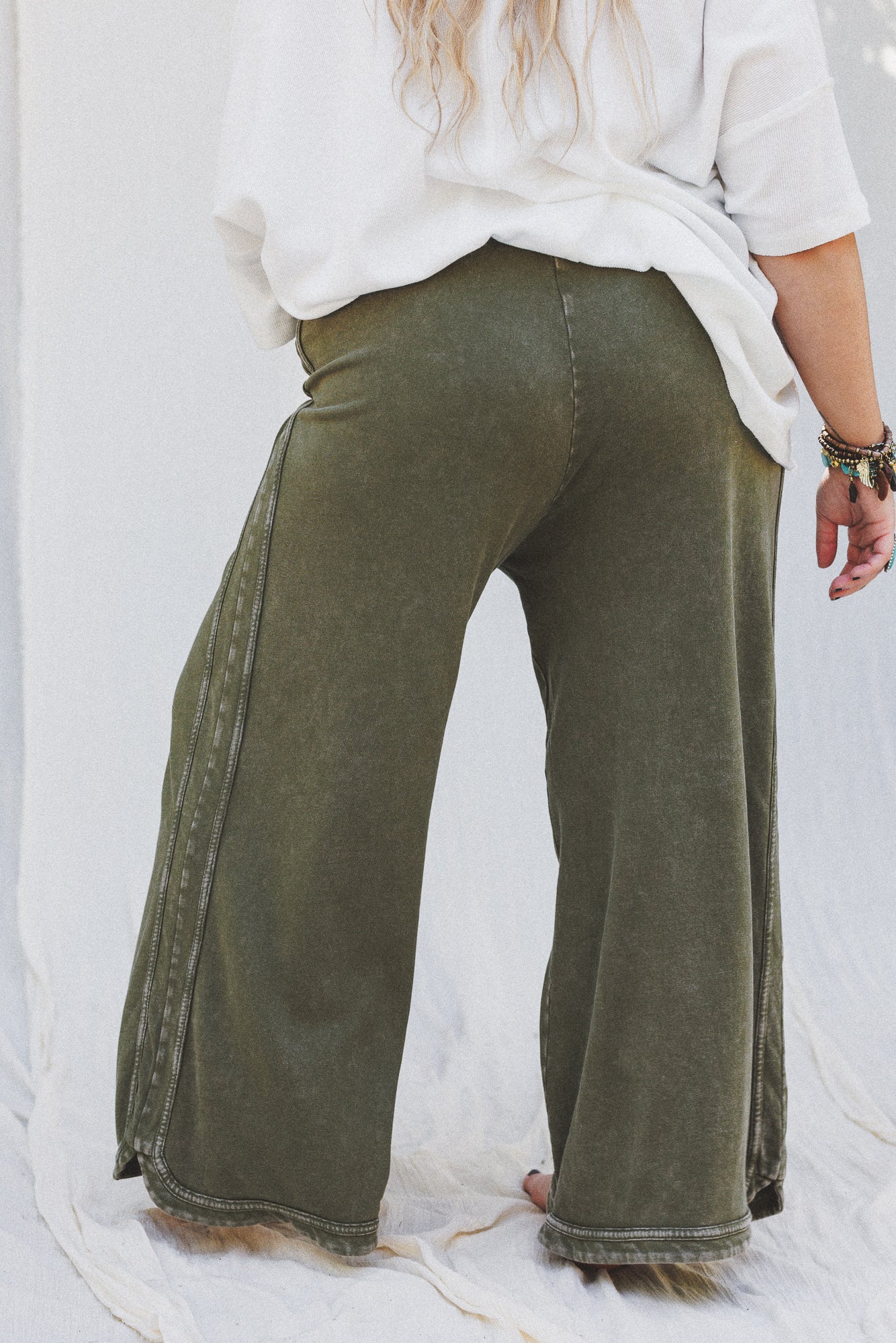 So Comfy Wide Leg Pant Cropped Length - Olive - Image 10