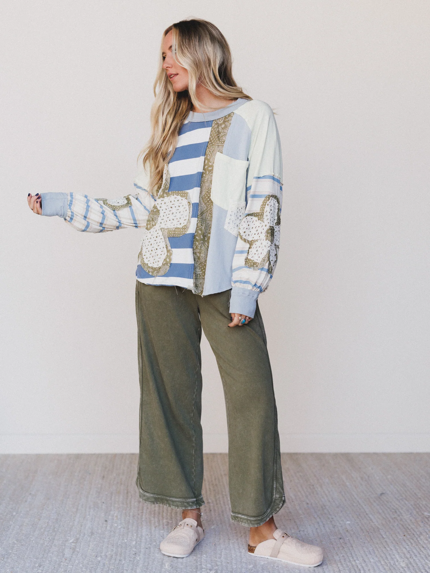 So Comfy Wide Leg Pant Cropped Length - Olive - Image 6