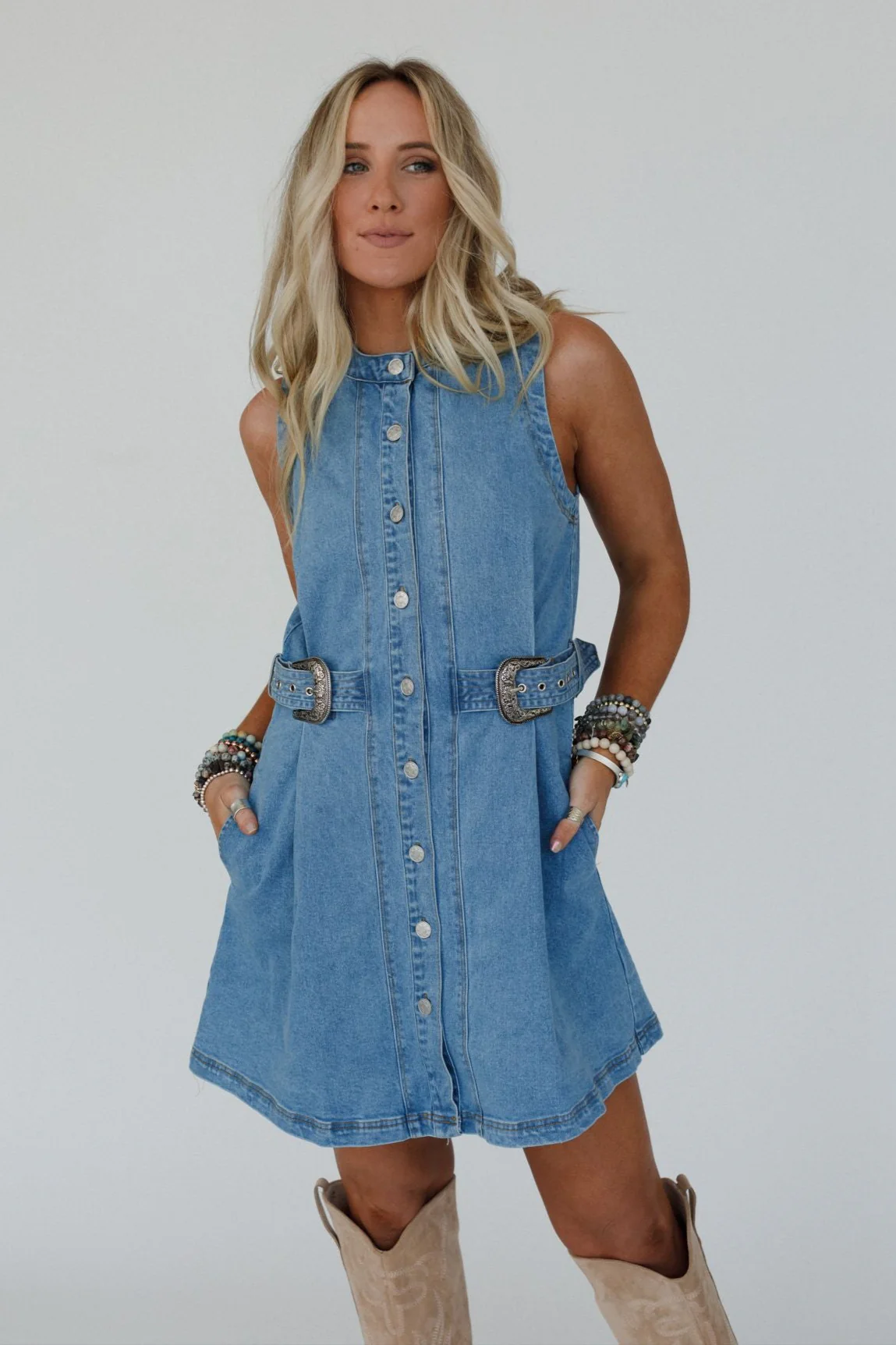 Alexandra Denim Dress - Light Wash - Pre Order - Image 3