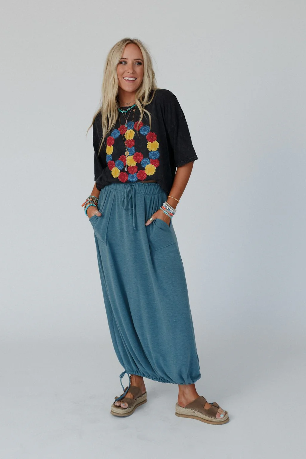 The Nest All In Drawstring Maxi Skirt - Teal - Image 6