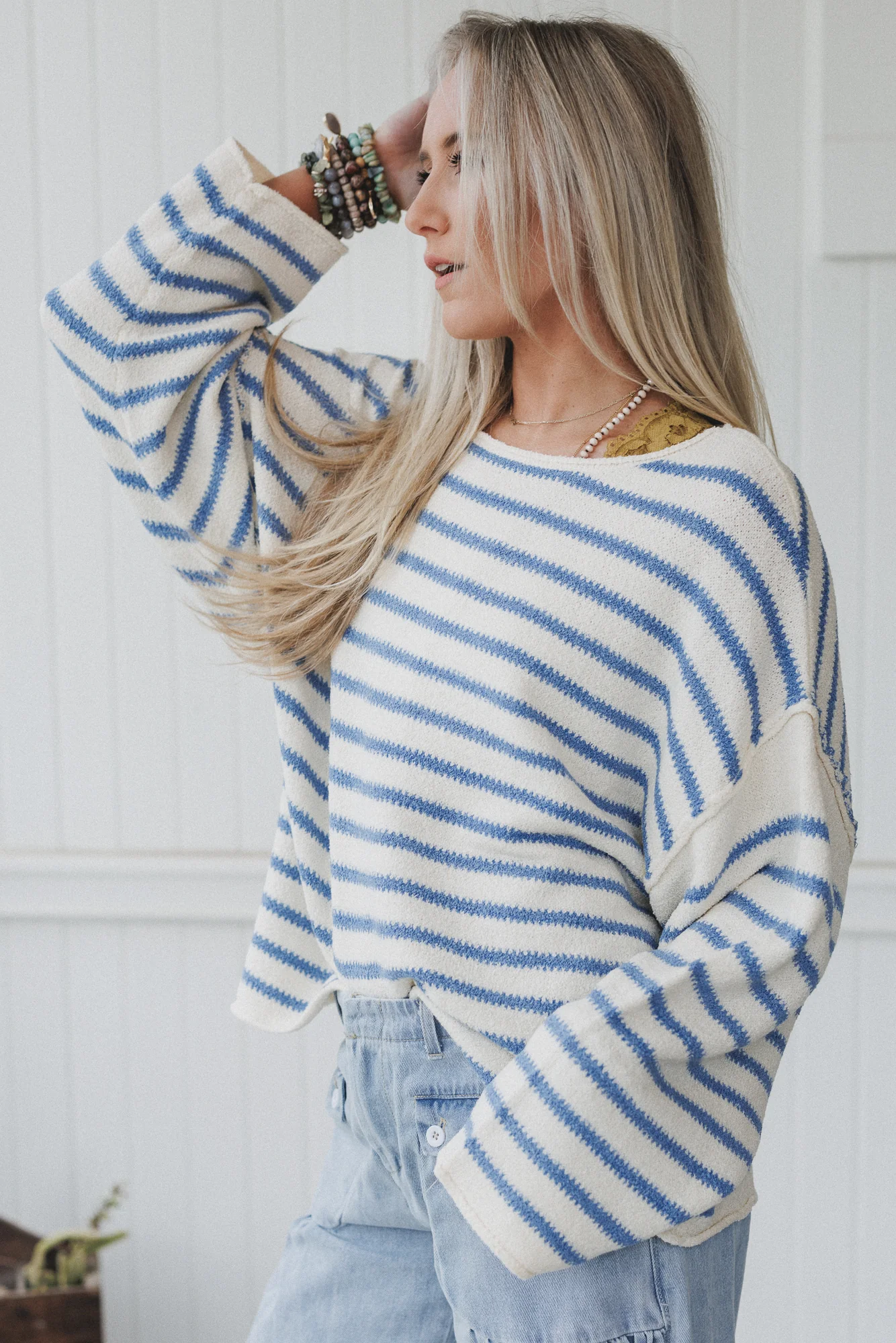 All My Stripes Oversized Sweater - Blue - Image 2
