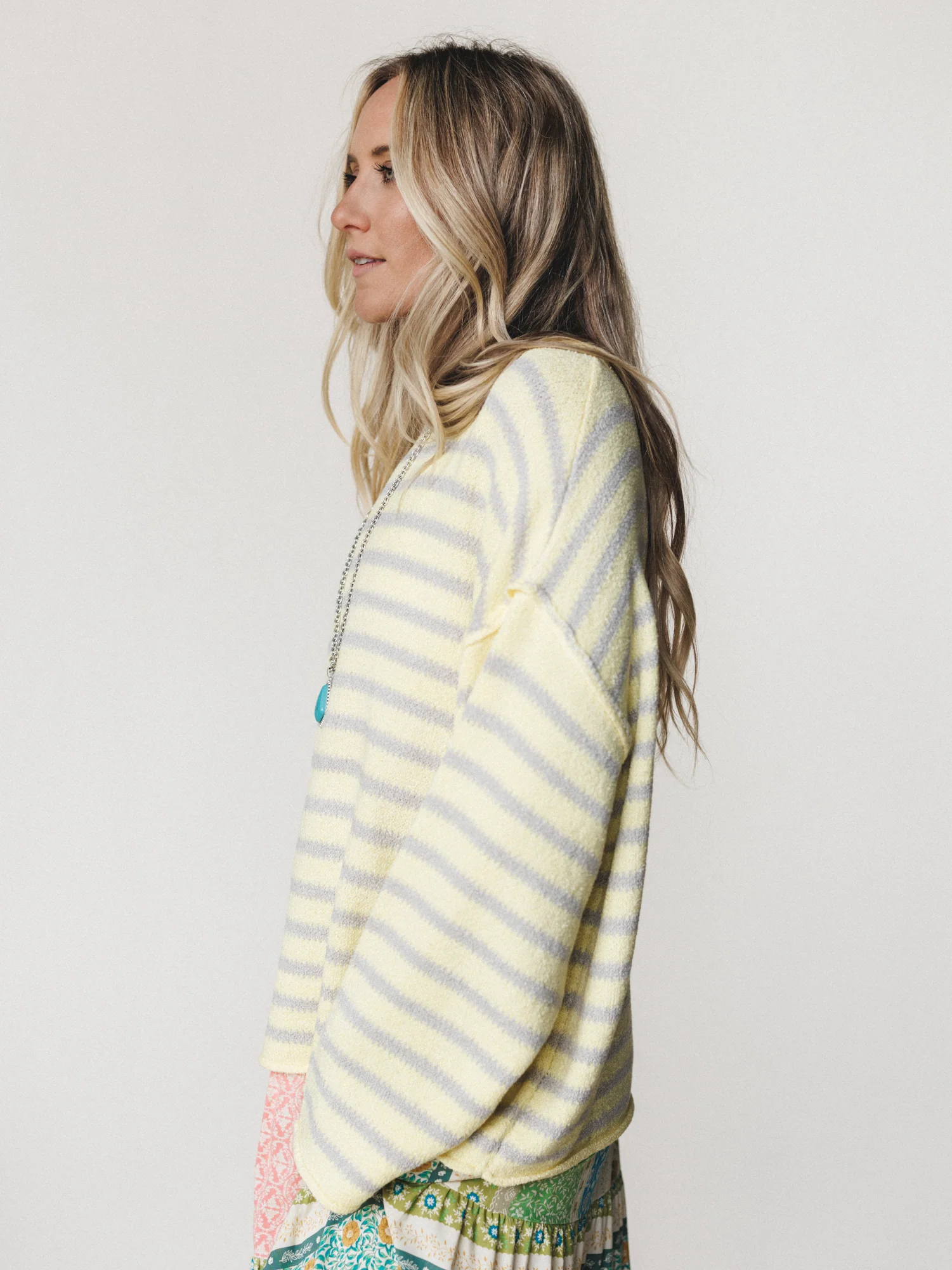 All My Stripes Oversized Sweater - Misted Yellow Icey Grey - Image 3