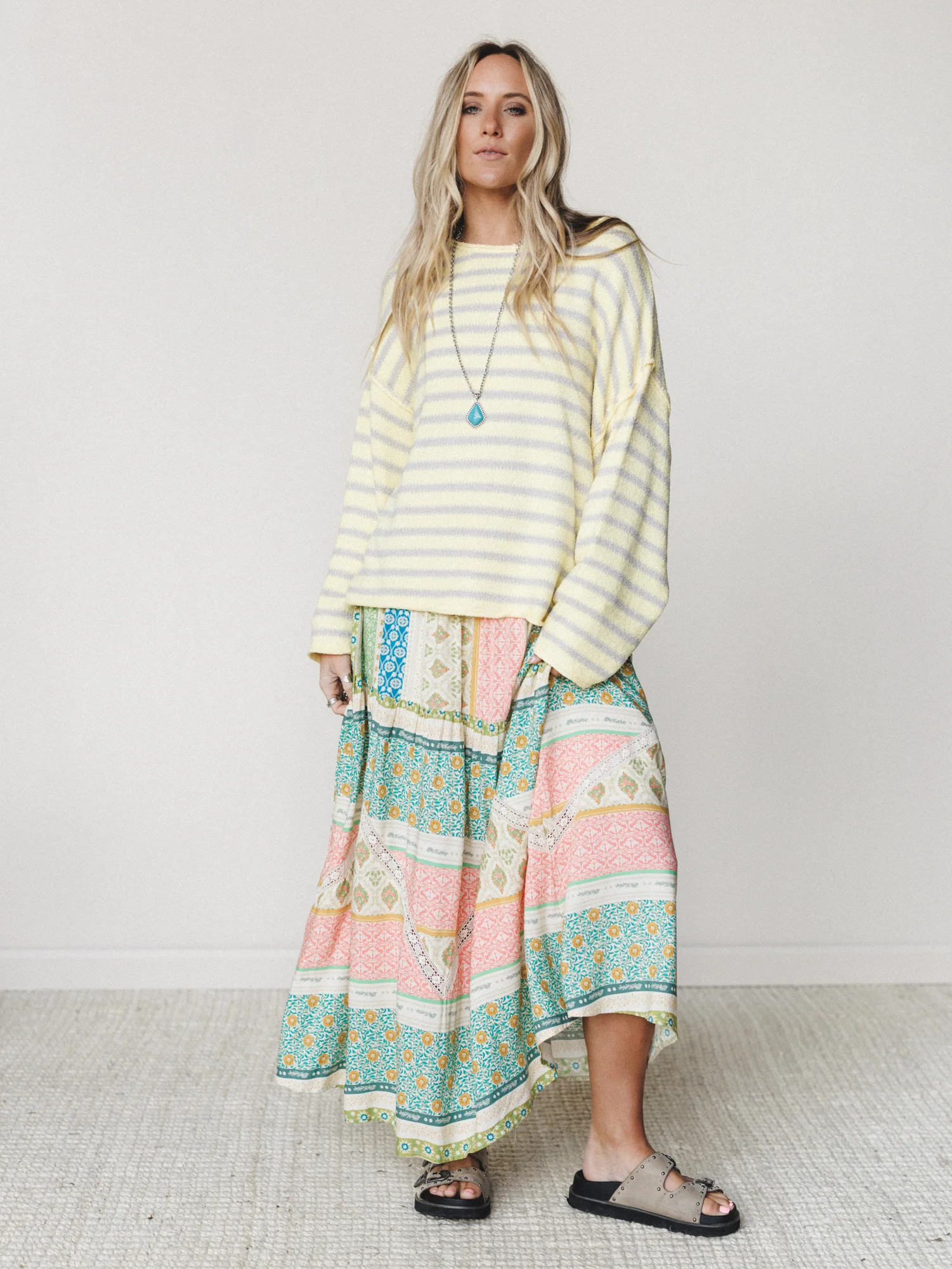 All My Stripes Oversized Sweater - Misted Yellow Icey Grey - Image 6