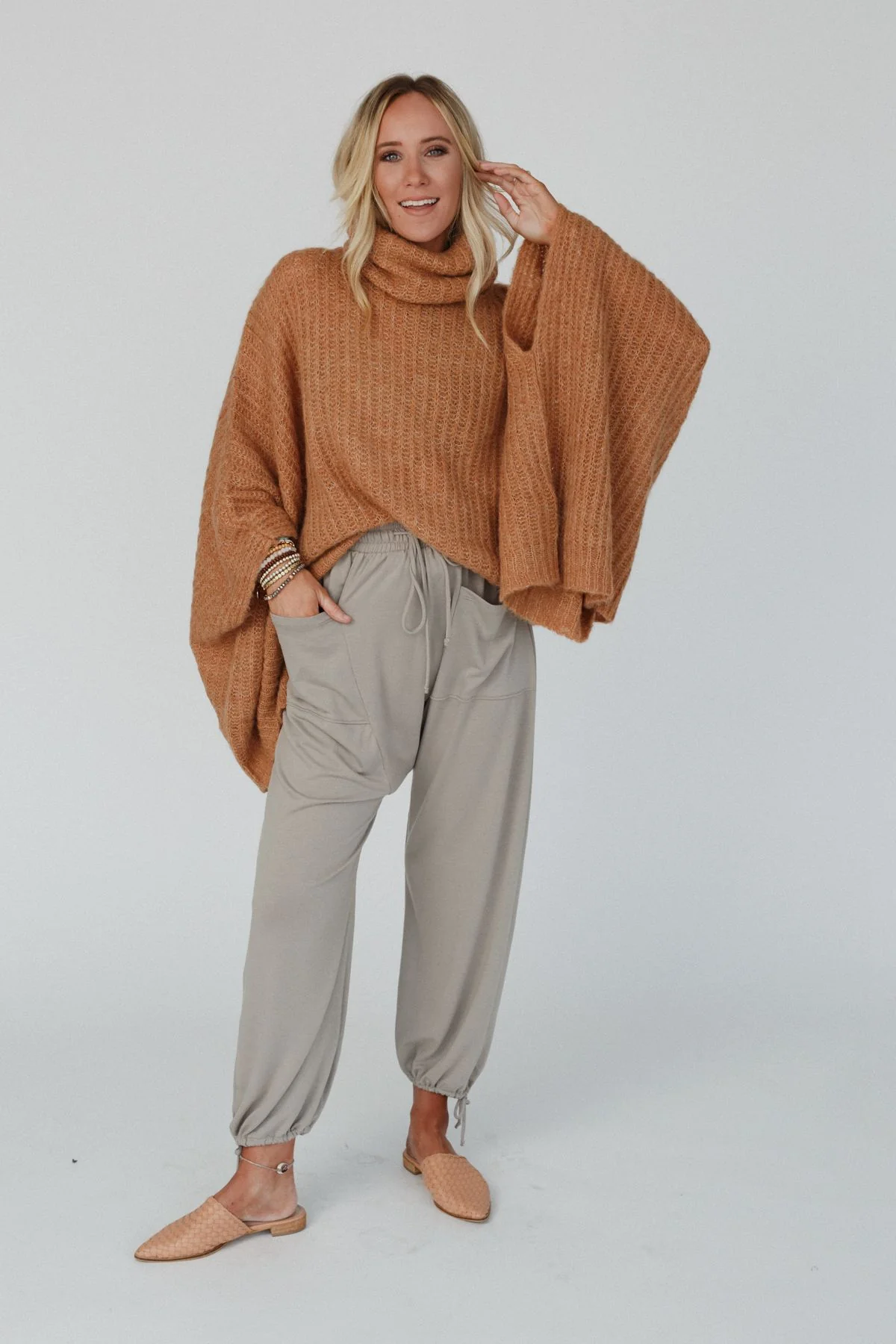 All My Thanks Turtleneck Poncho - Tan - Image 6