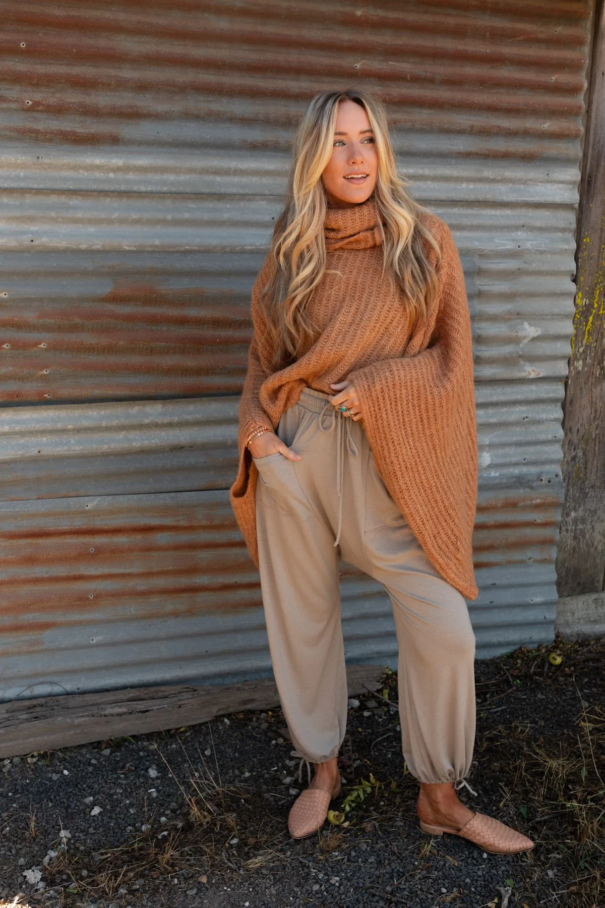 All My Thanks Turtleneck Poncho - Tan - Image 9