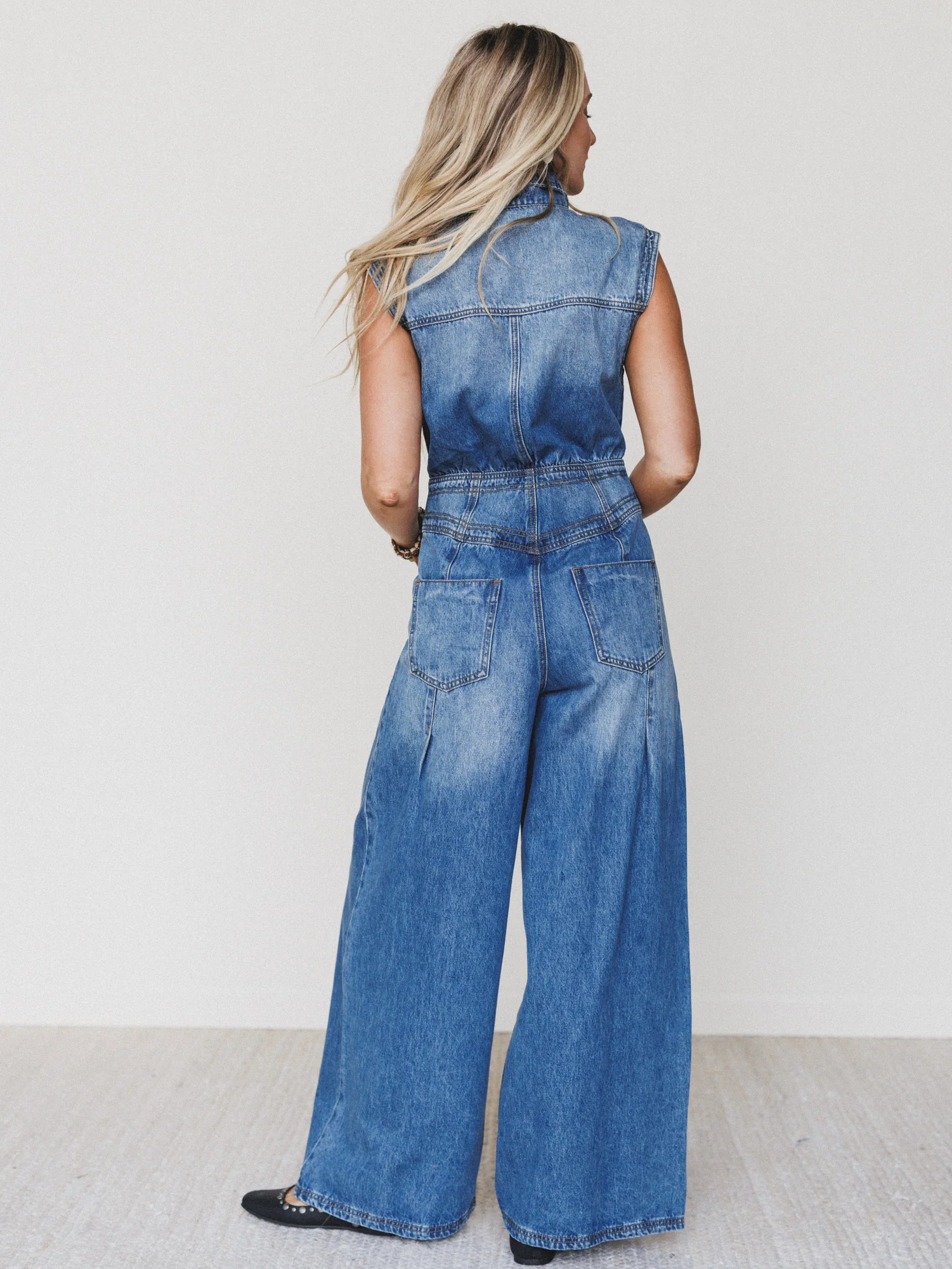 All Star Denim Jumpsuit - Medium Wash - Image 4