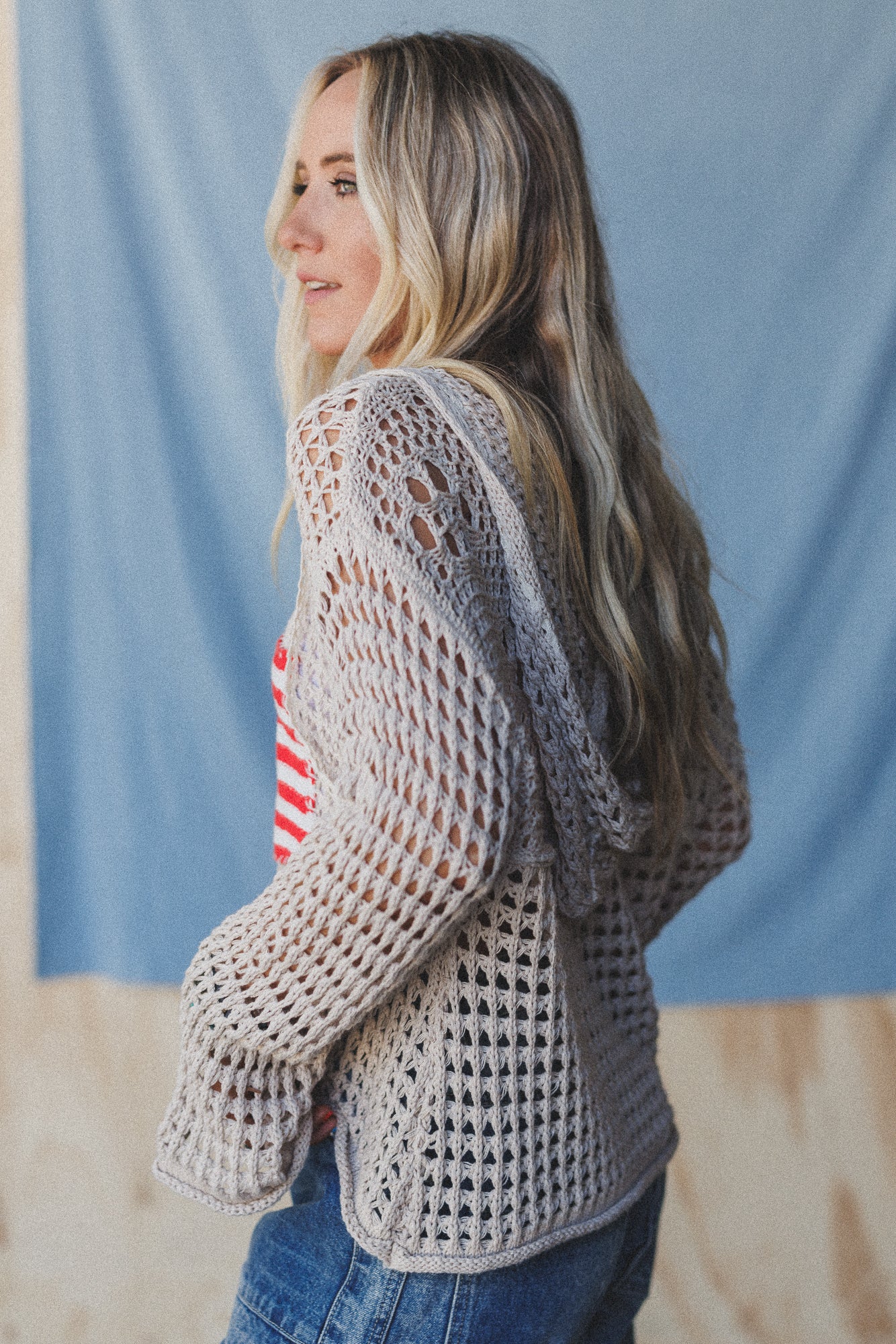 Americana Flag Hoodie - Beige - Image 6