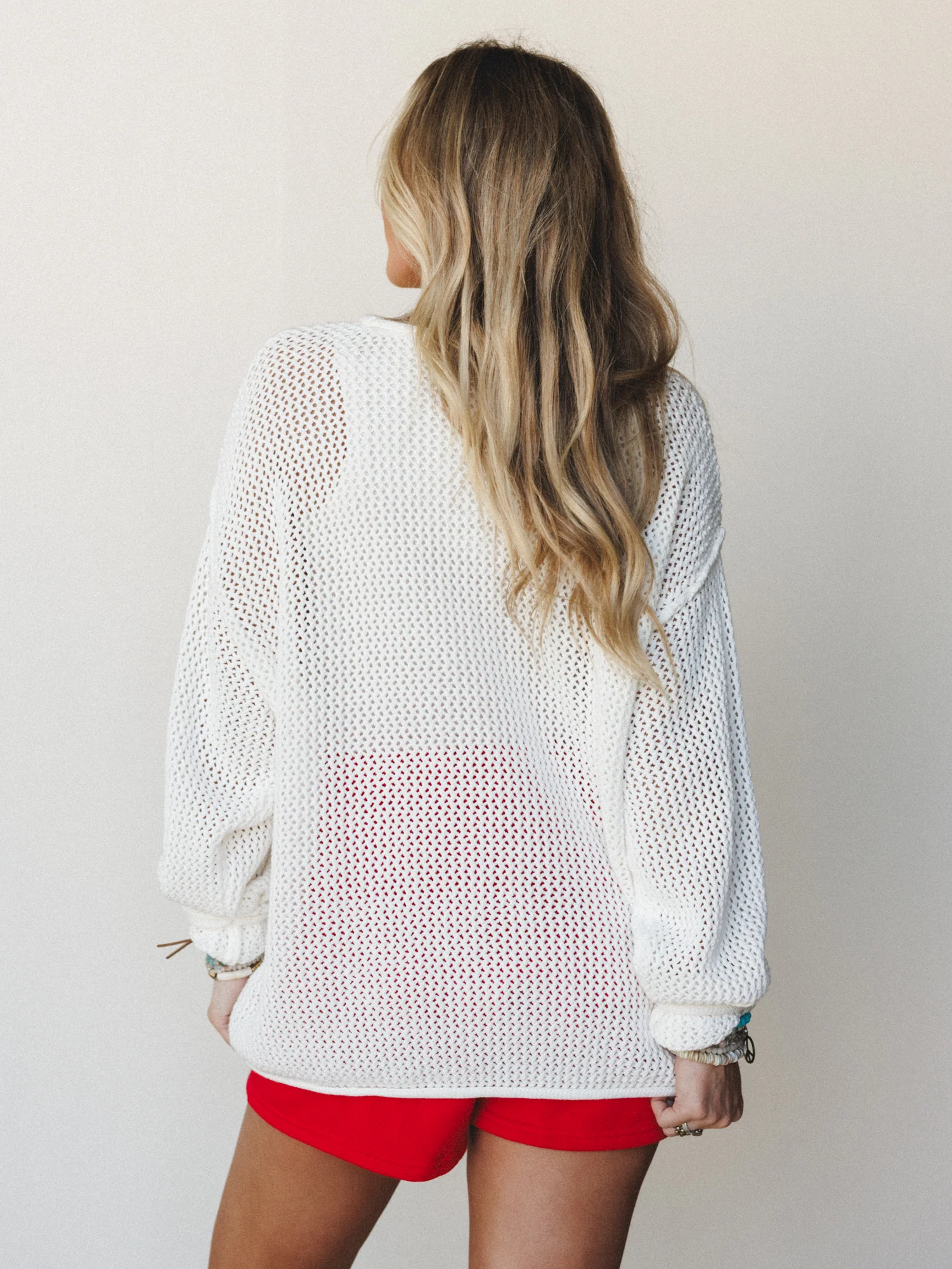 Americana Open Knit Sweater - Ivory - Image 4