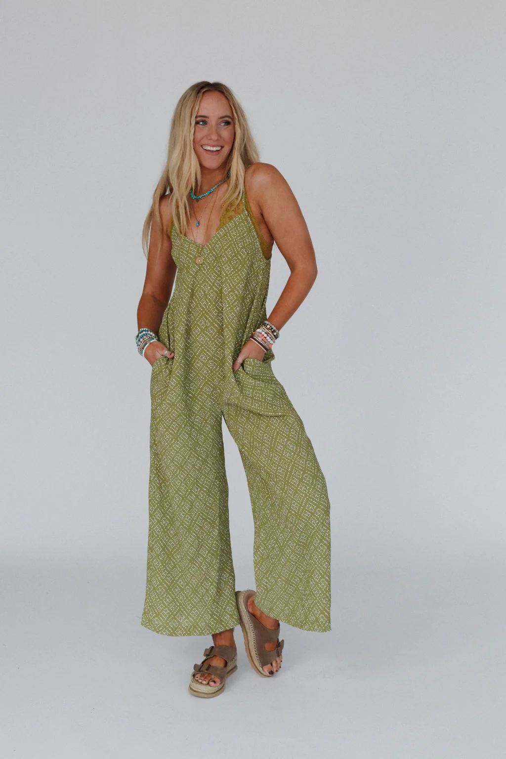 Annabelle Printed Jumpsuit - Olive - Image 5