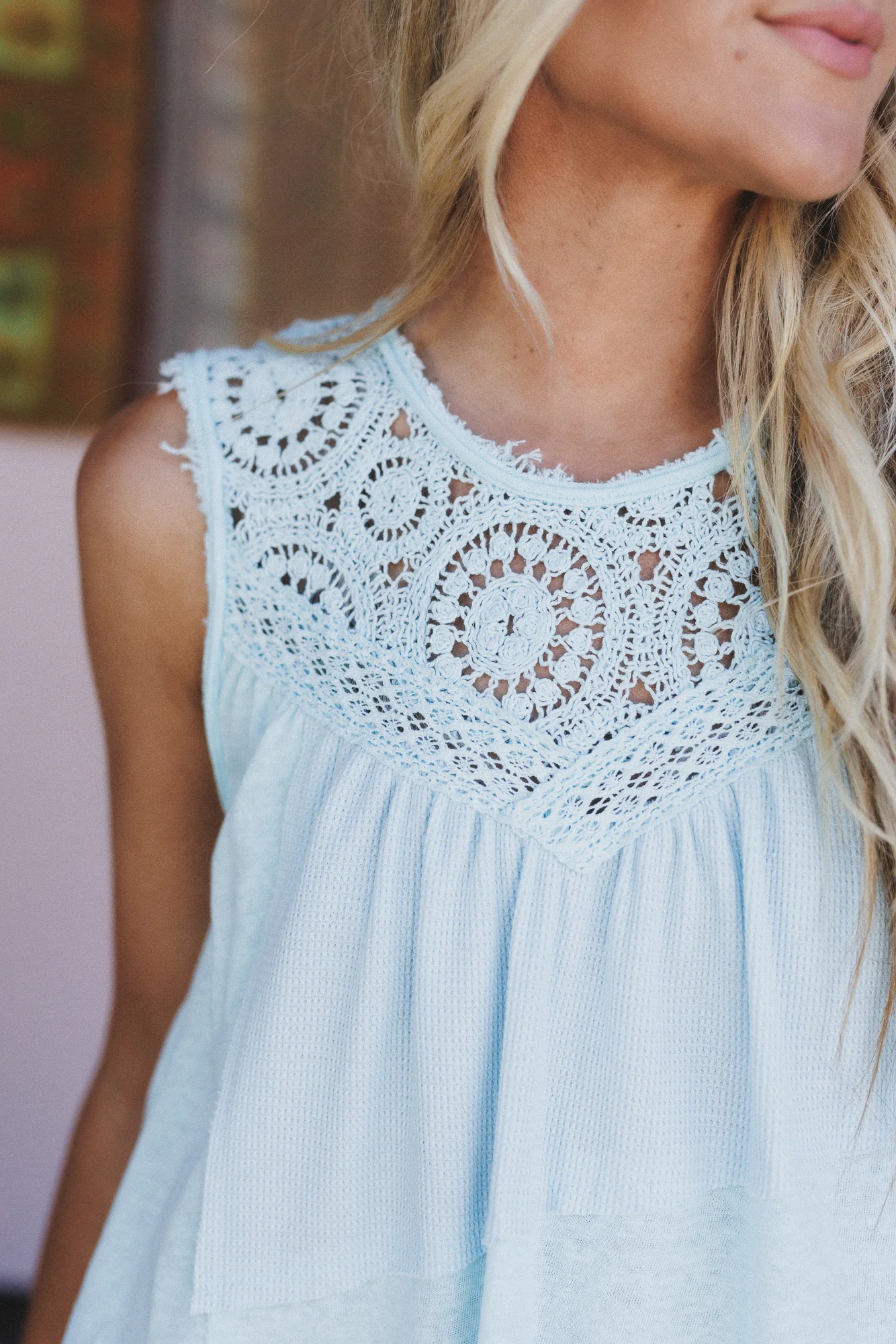 Arlo Crochet Knit Top - Blue - Image 4