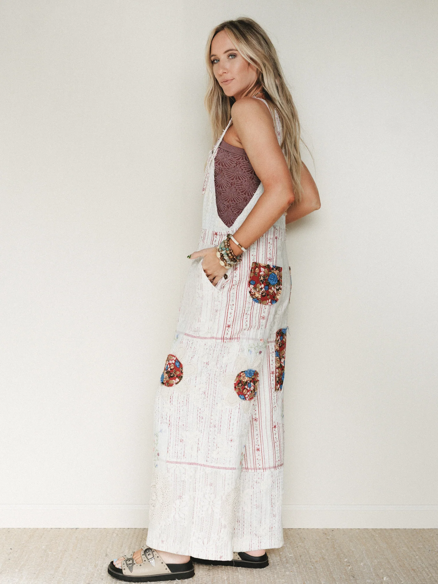 Art Notes Jumpsuit - Ruby Striped - Image 2
