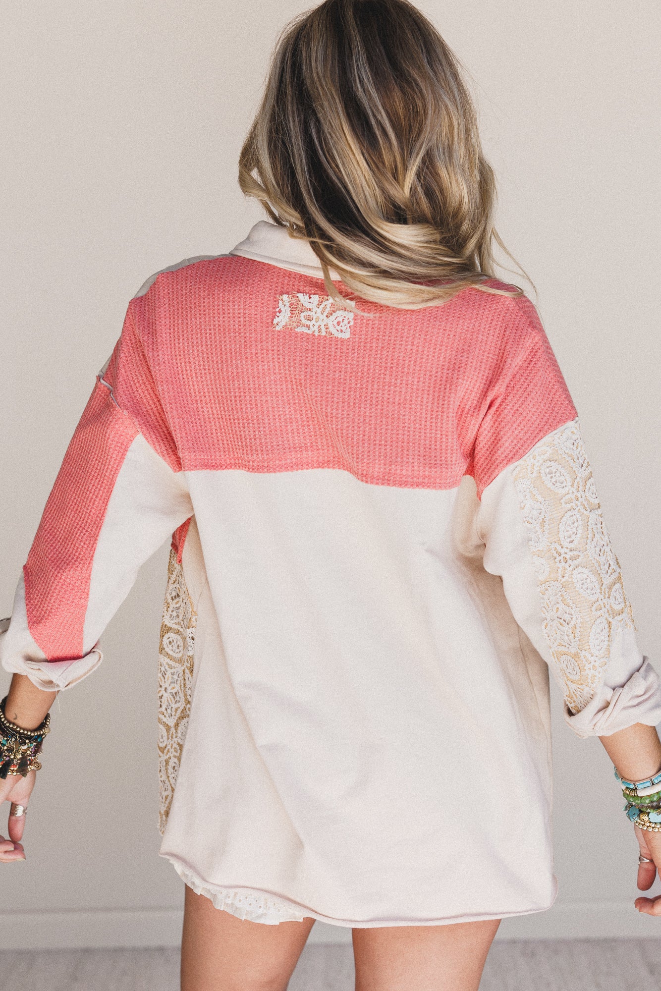 Azaria Button Down Top - Coral - Image 5
