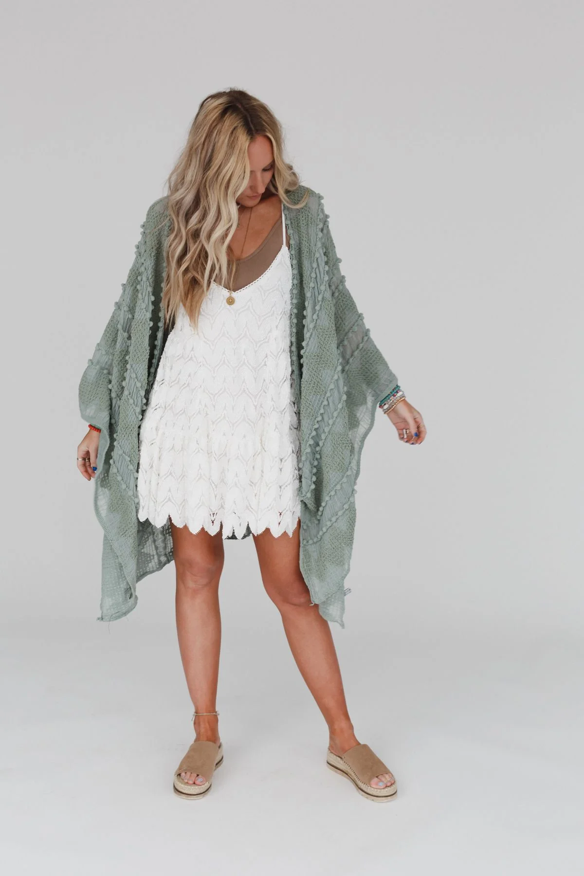 Bali Embroidered Kimono - Sage - Image 4