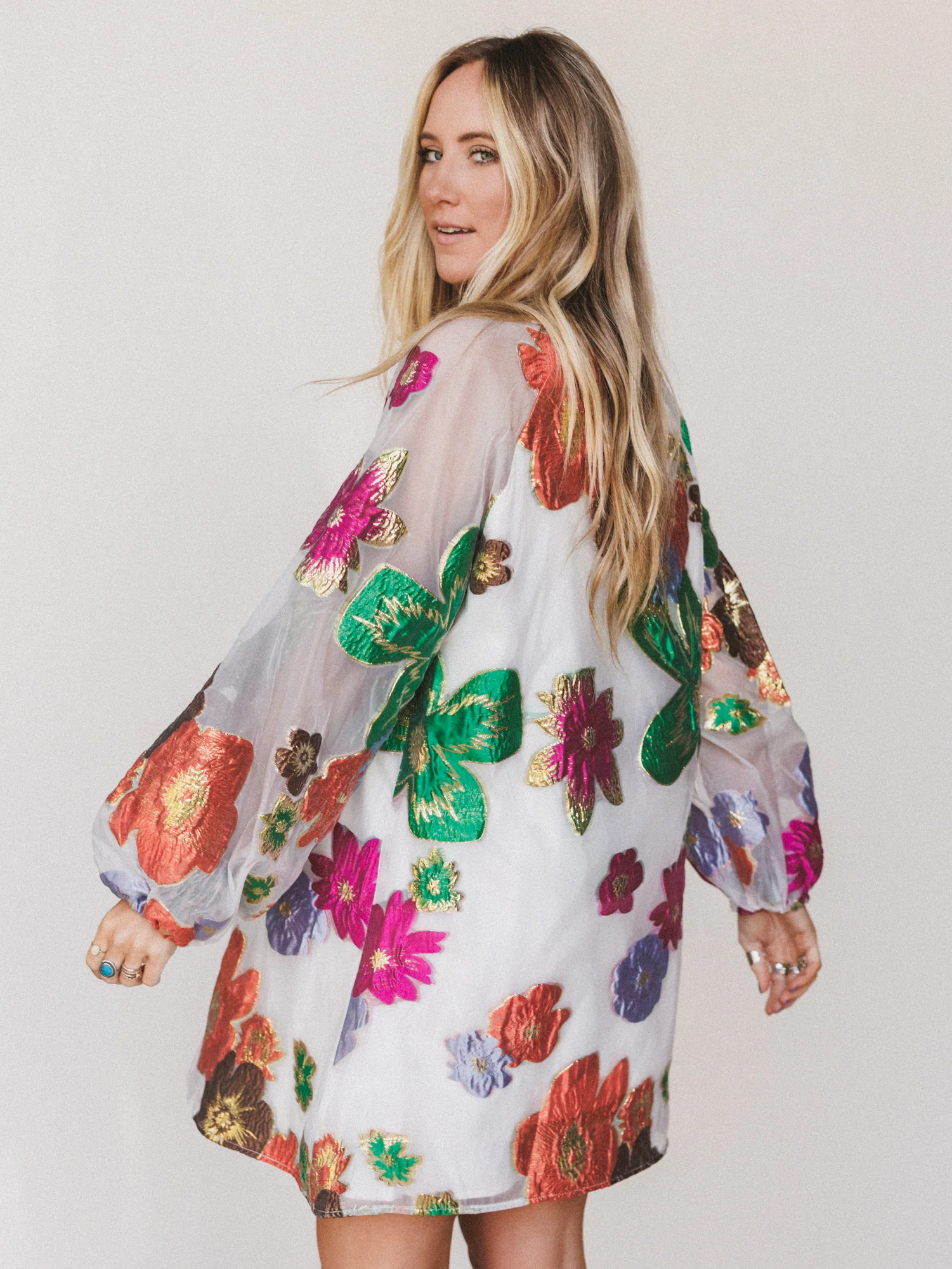 Ballad Sky Floral Dress - Cream - Image 4