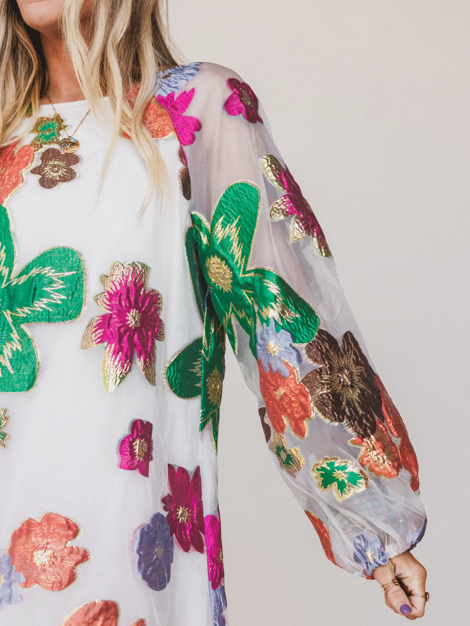 Ballad Sky Floral Dress - Cream - Image 5