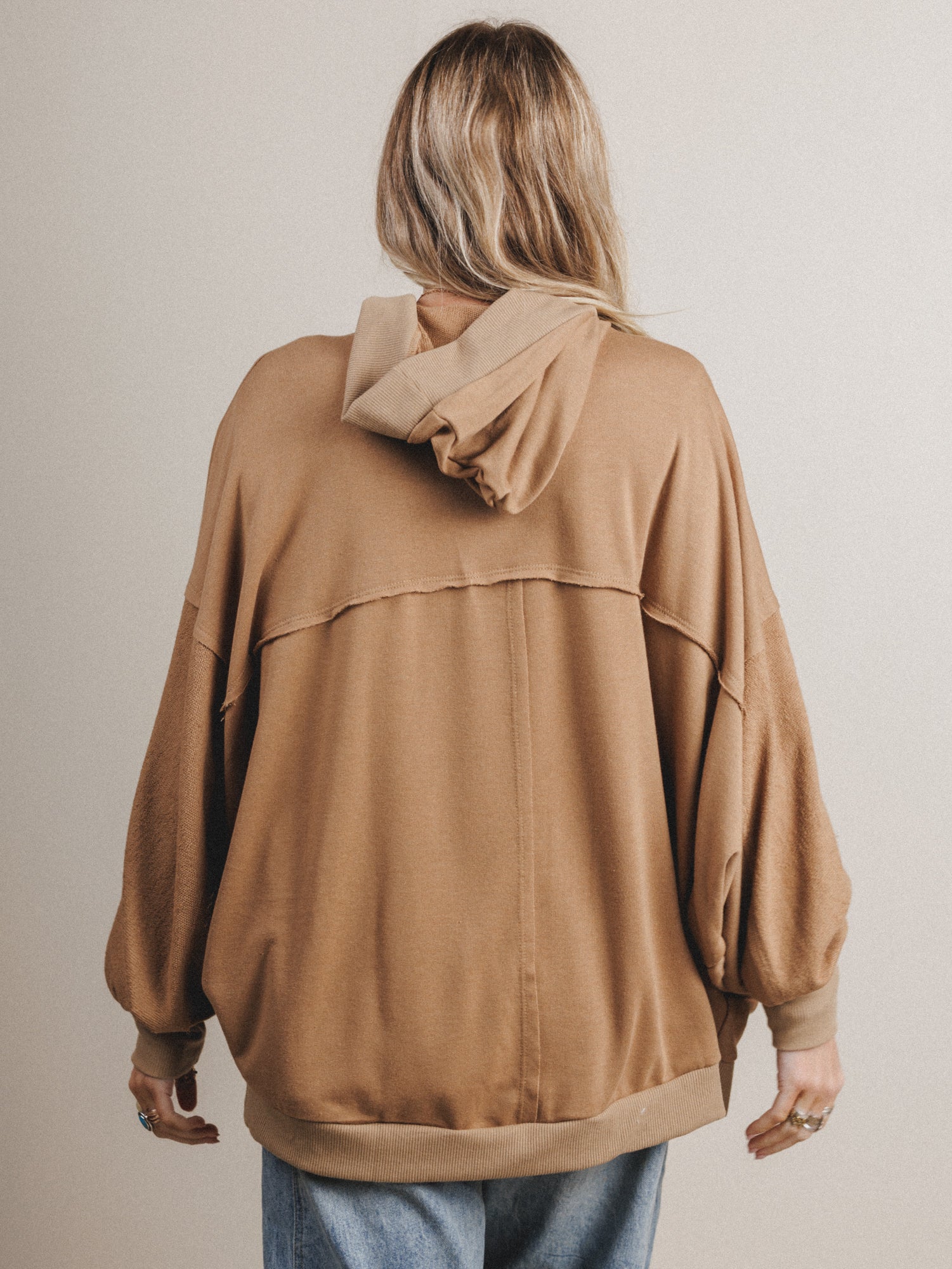 Barely Bound Hoodie Cardigan - Camel - Image 4
