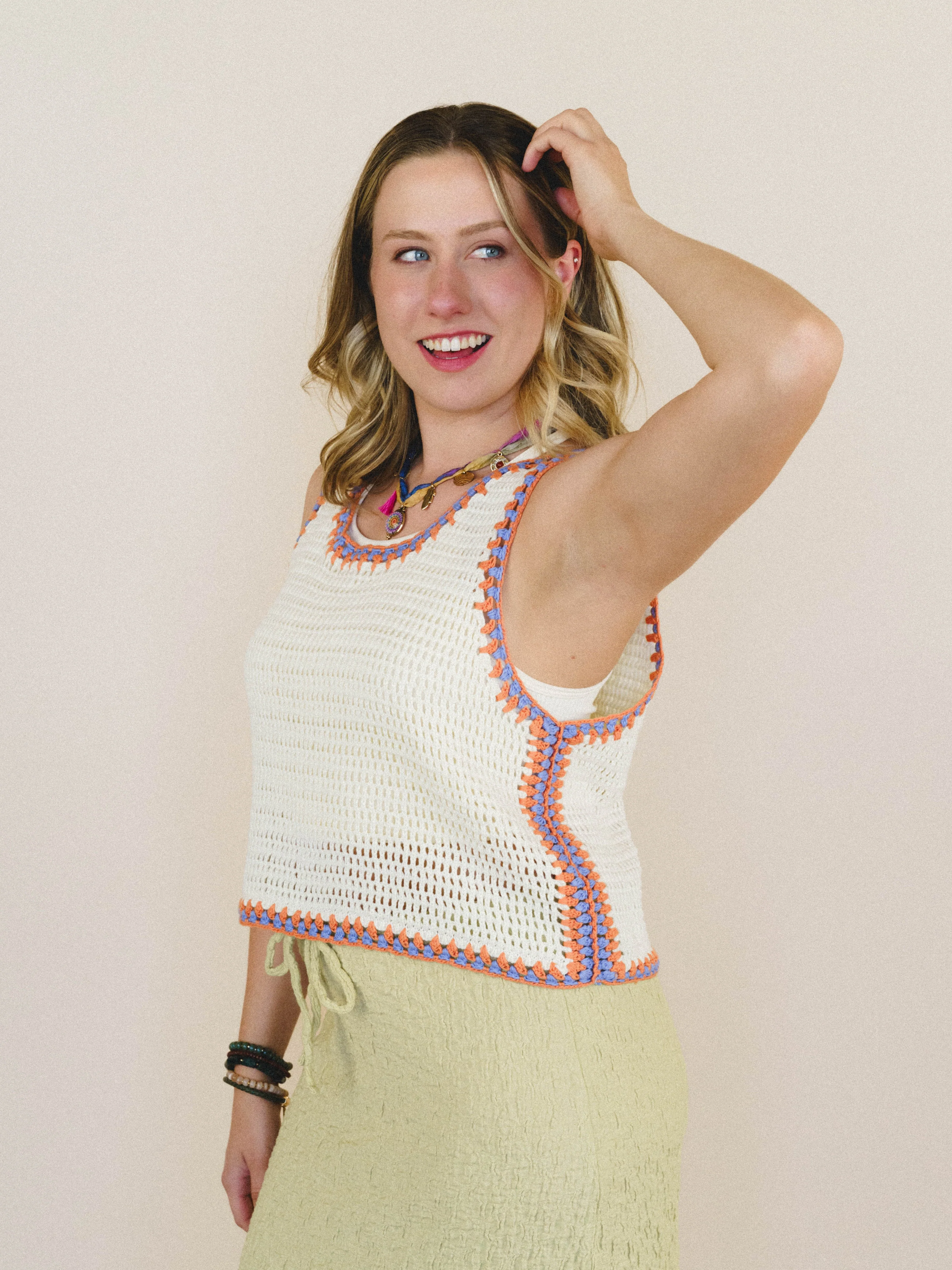 Beach Trips Crochet Tank - Ivory