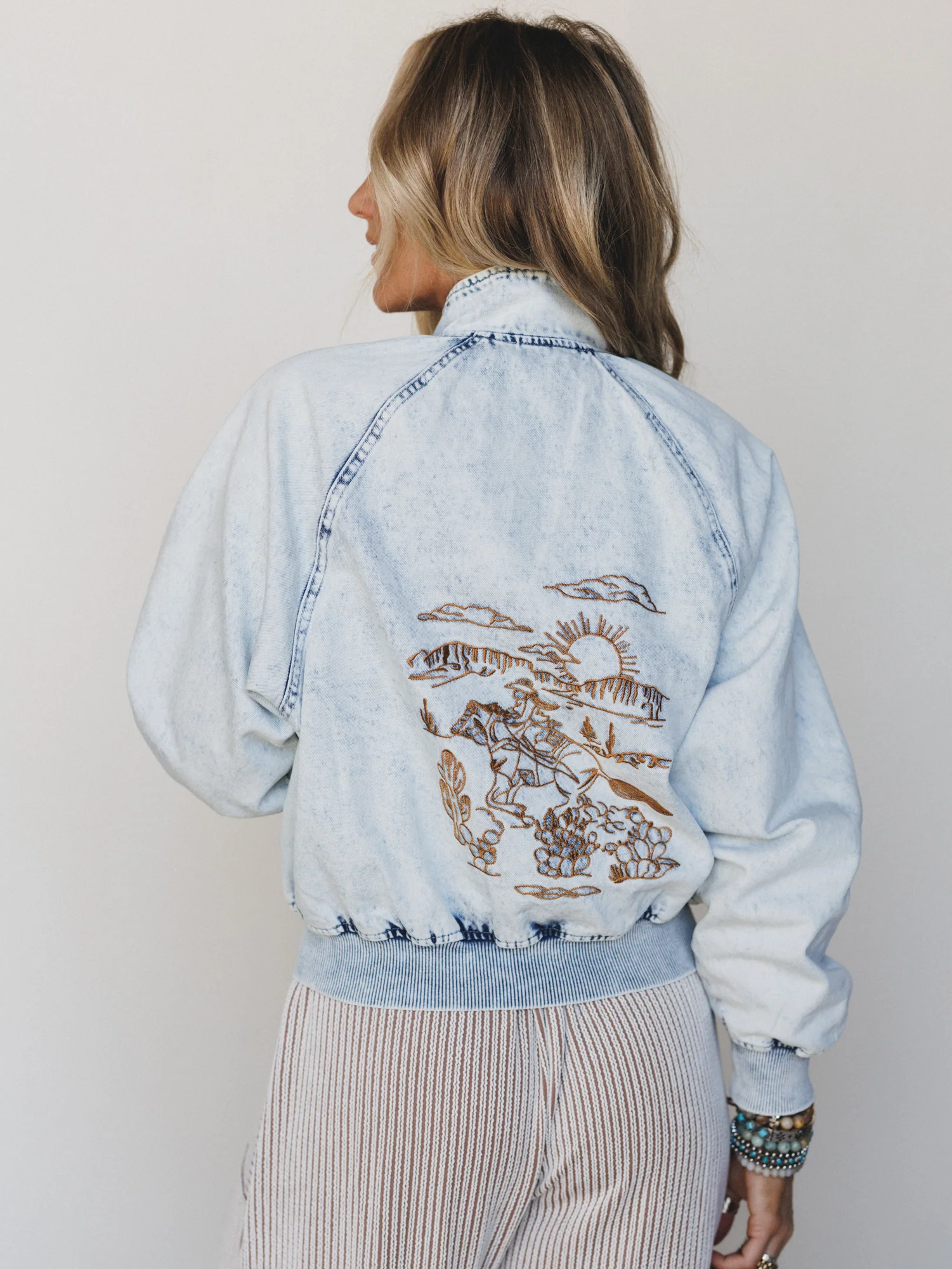 Beauty of the West Embroidered Jacket - Light Wash - Image 2