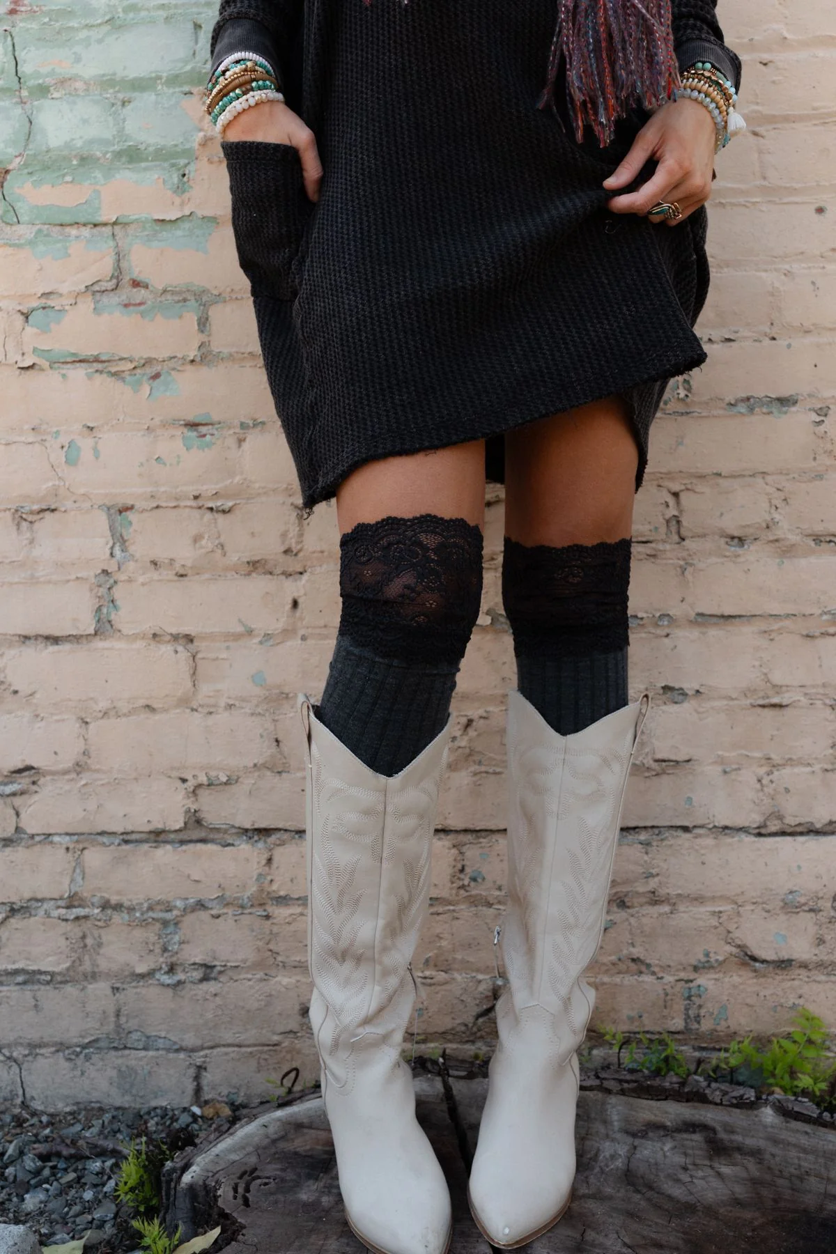 Becca Knee High Socks - Charcoal - Pre Order