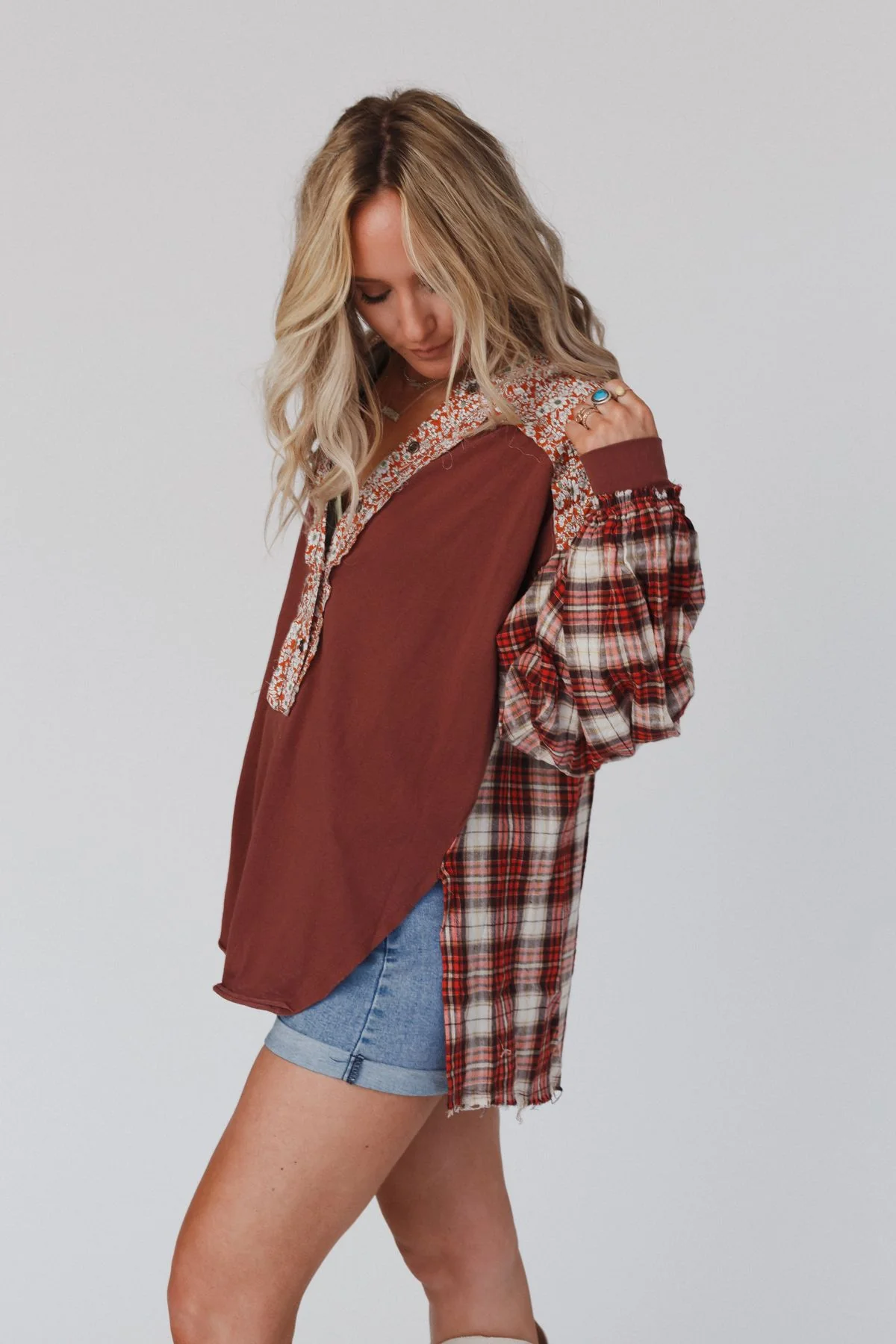 Better Together Mixed Print Top - Apple Wood - Image 8