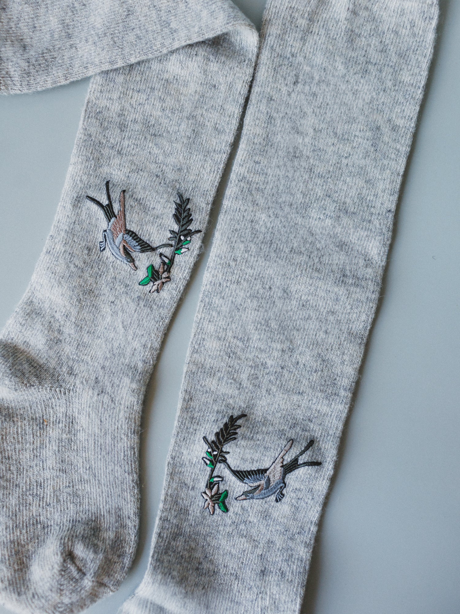 Birds Of A Feather Knee High Socks - Heather Gray - Image 3