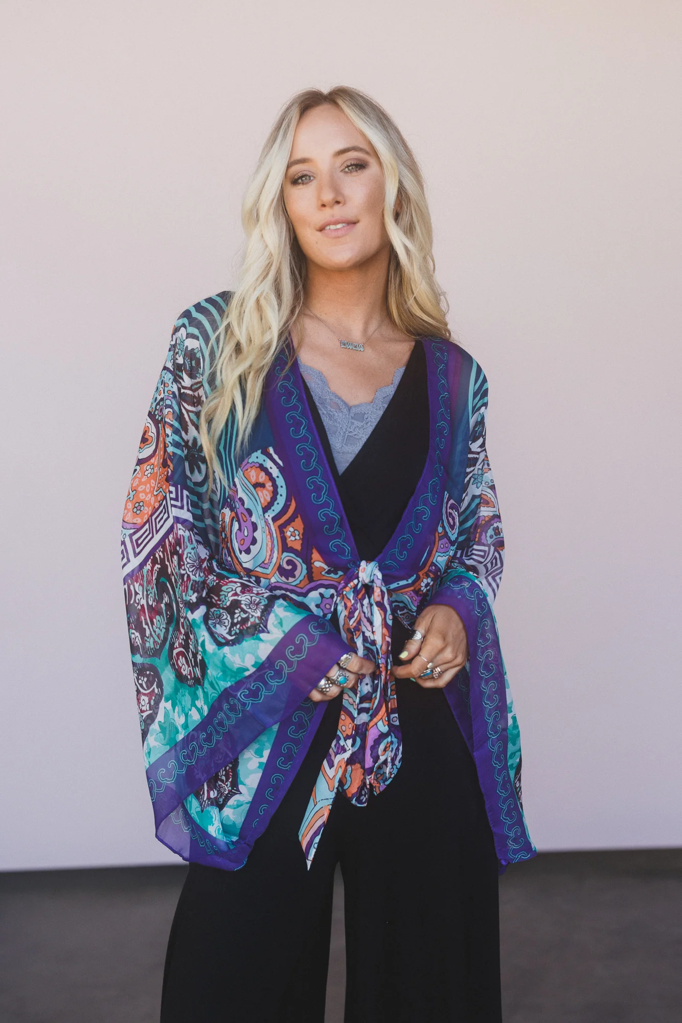 Blooming Mosaic Wrap - Blue Multi - Image 4