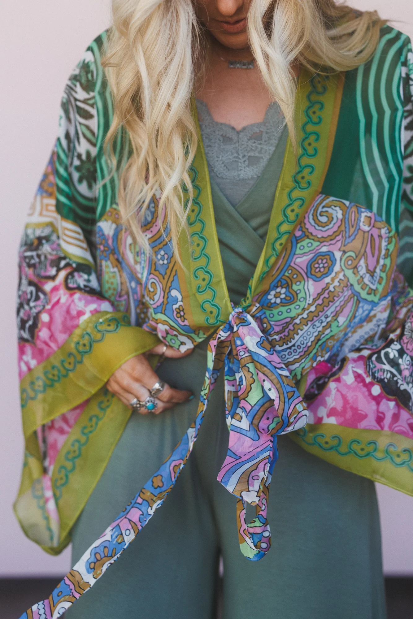 Blooming Mosaic Wrap - Lime - Image 5