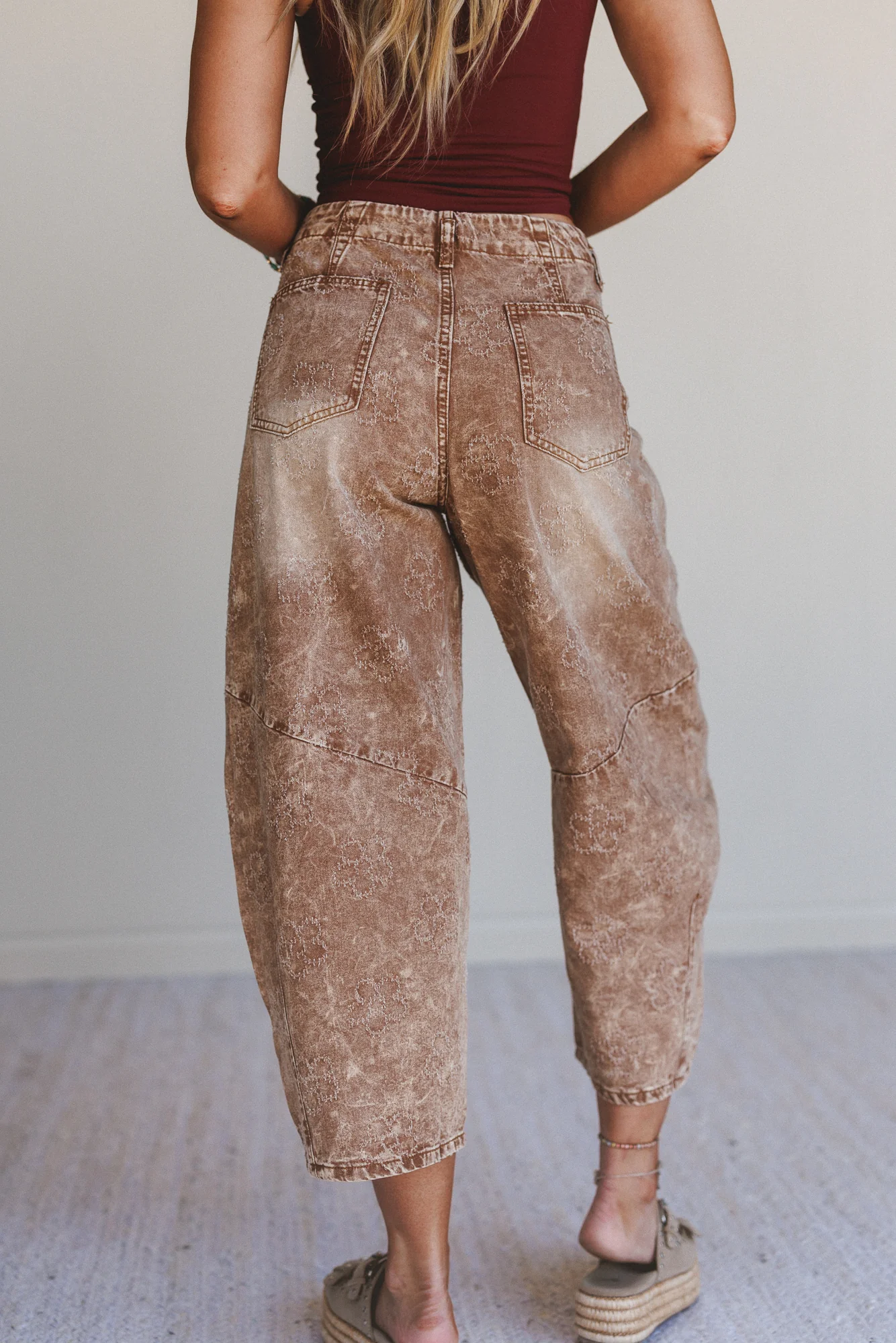 Blossom Trail Barrel Jeans - Almond - Image 4