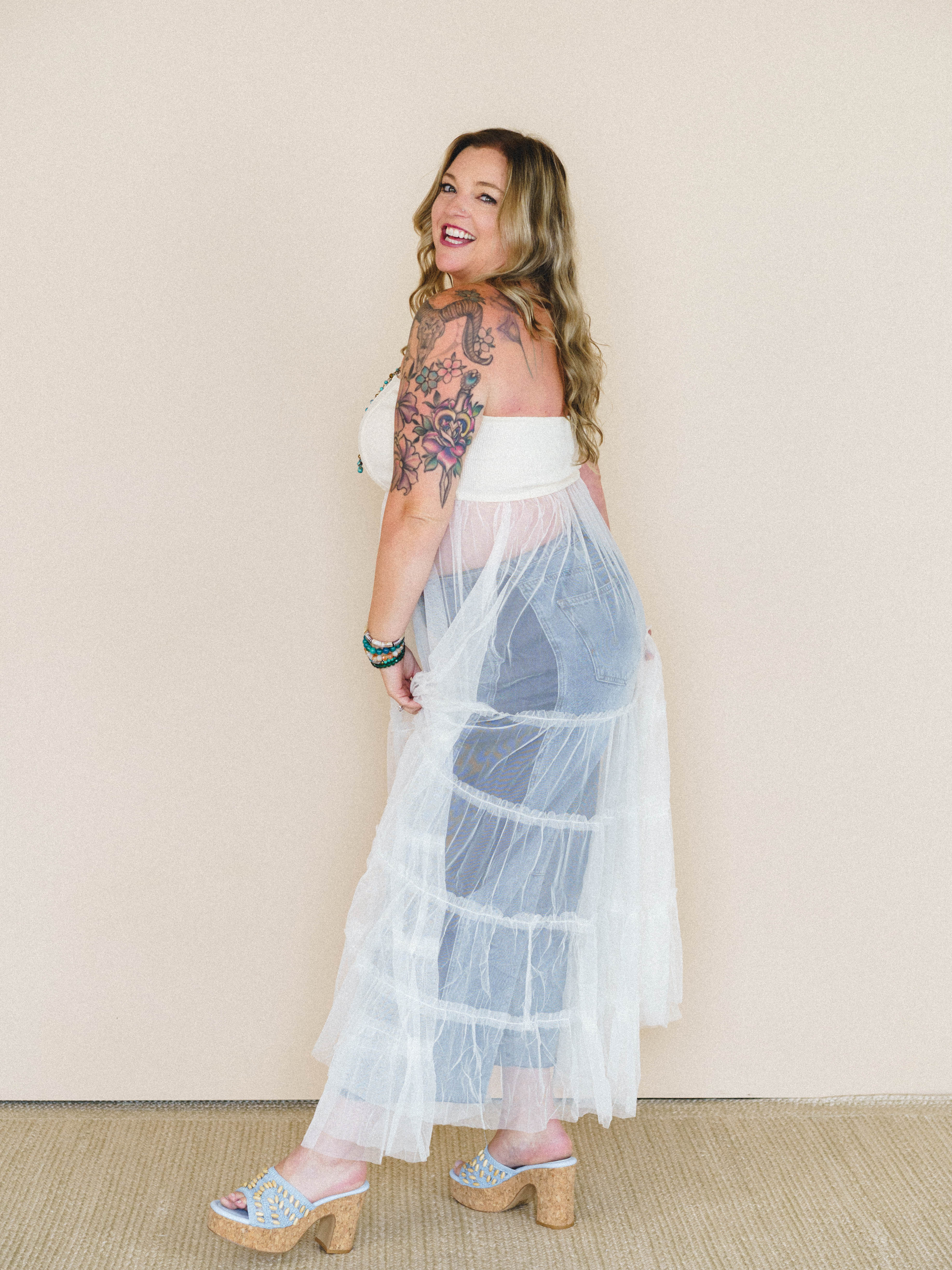 Blush Affair Tulle Maxi Dress - Cream - Image 3