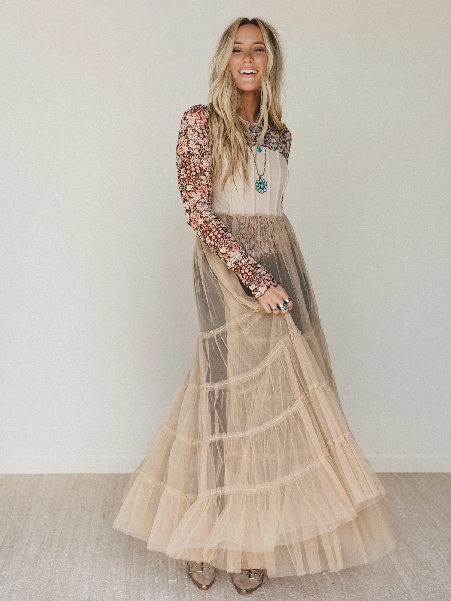 Blush Affair Tulle Maxi Dress - Sand - Image 4