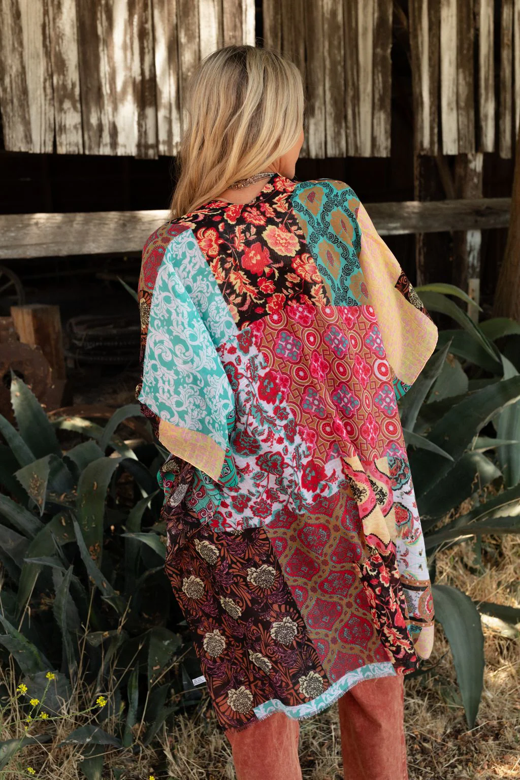 Seven Seas Patchwork Print Kimono - Mint - Image 2