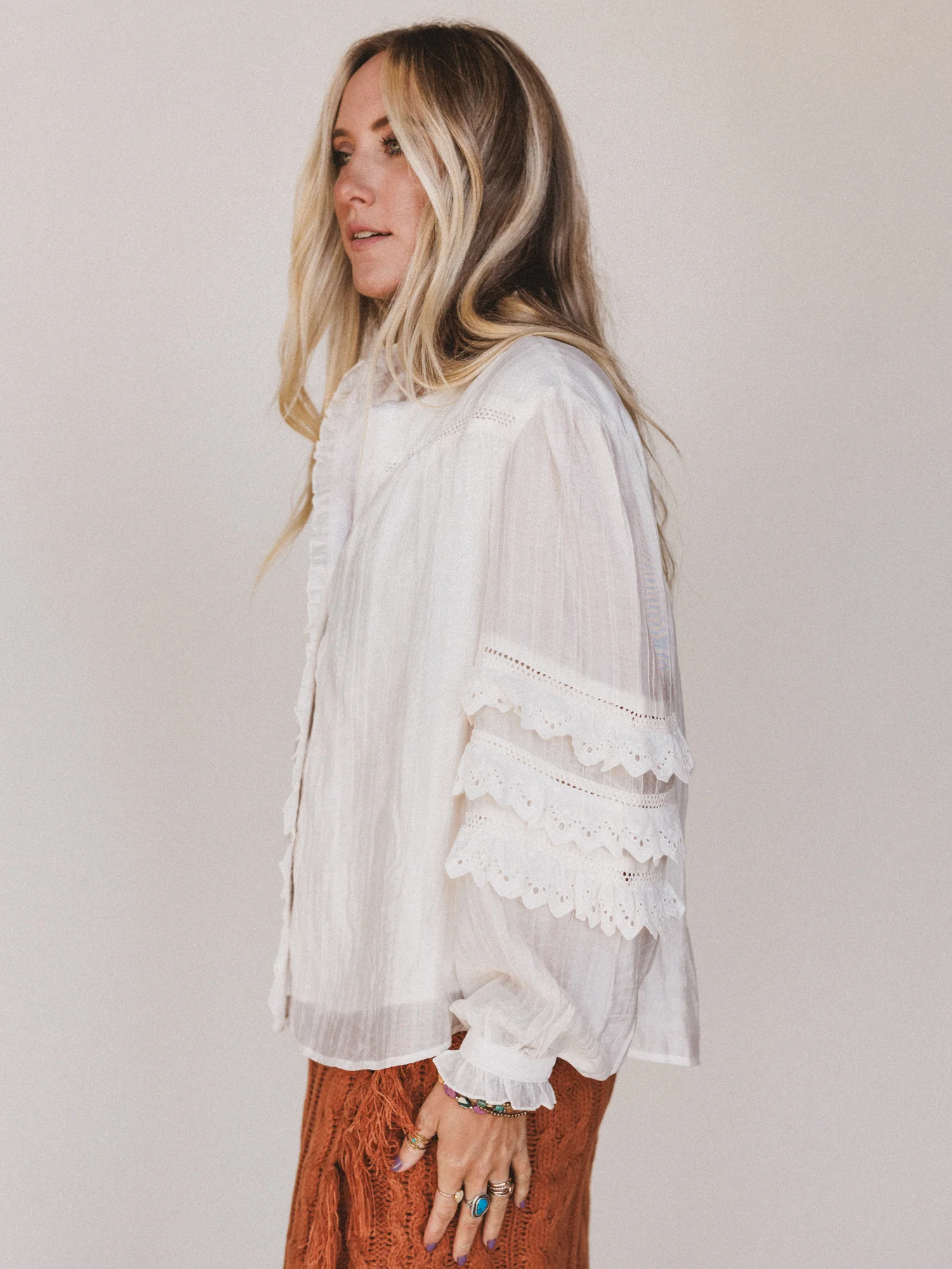 Boho Romance Blouse - Cream - Image 2