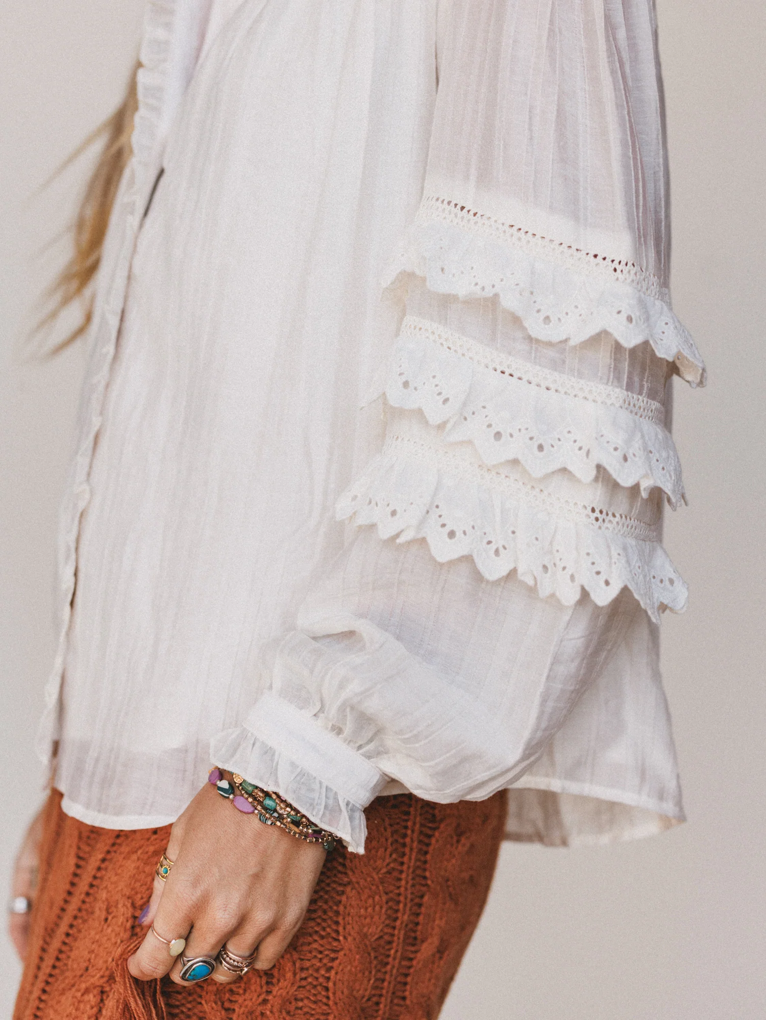 Boho Romance Blouse - Cream - Image 5