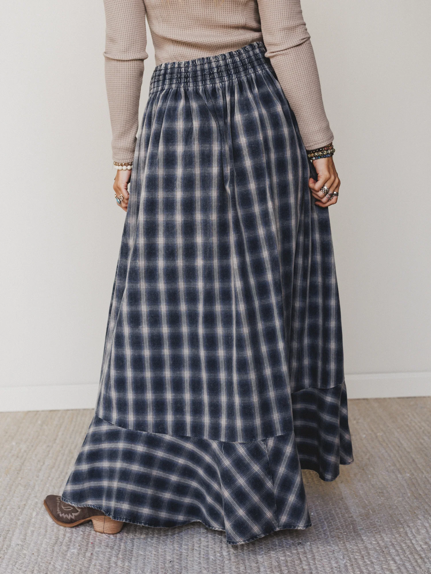 Bonfire Bloom Plaid Skirt - Blue - Image 5