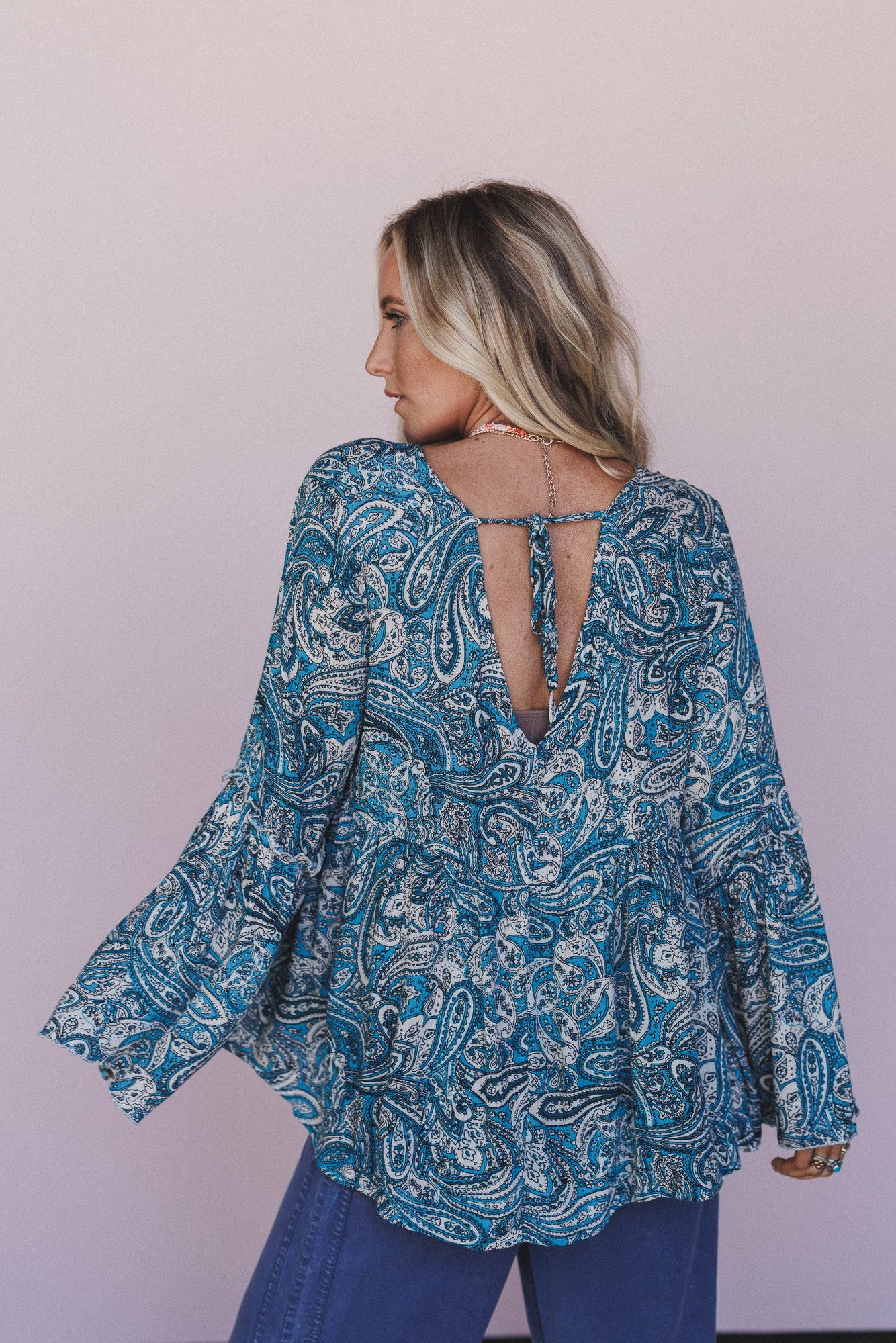 The Nest Brea Paisley Print Top - Blue Paisley Print - Image 6