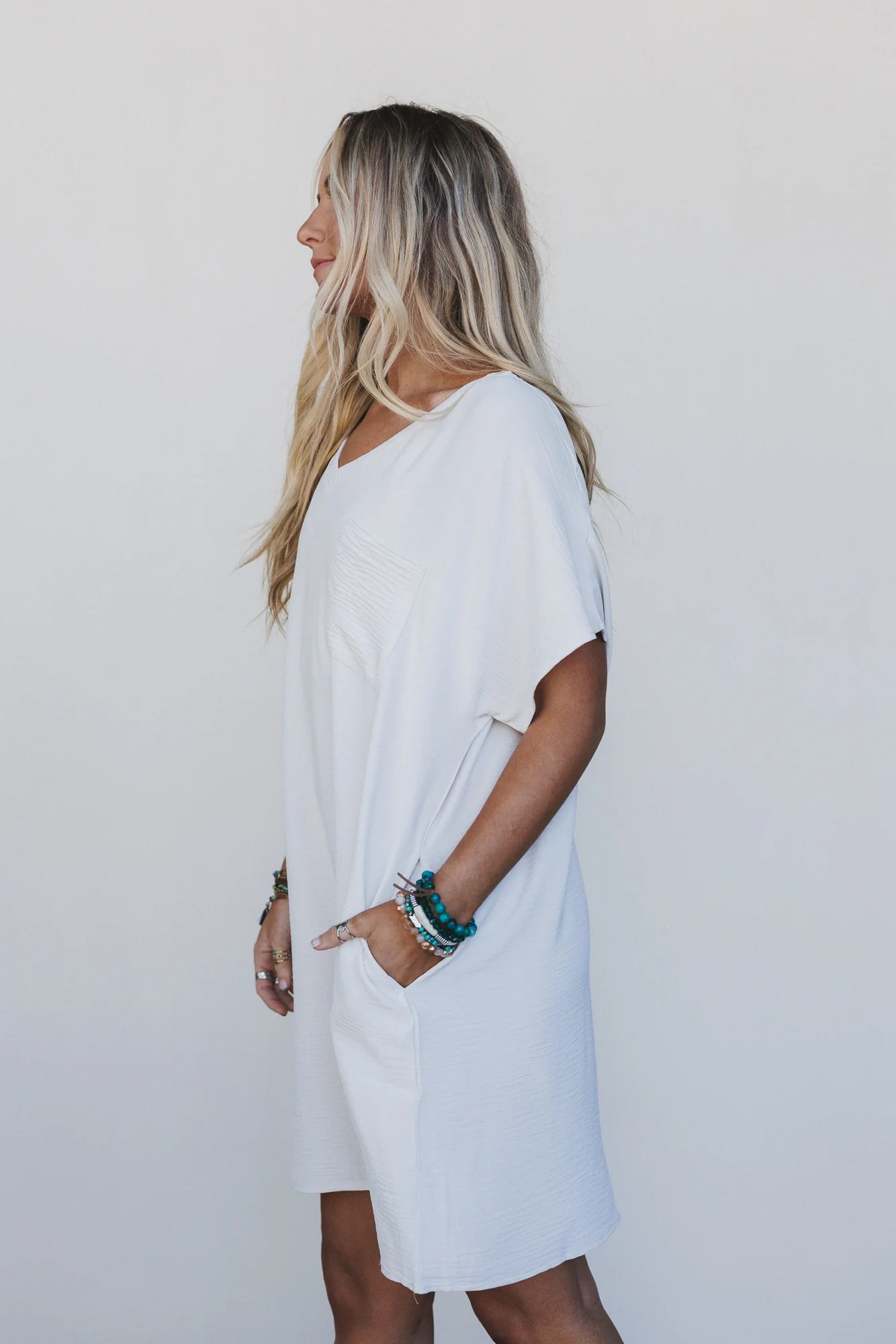 Breeze Route Tee Dress - Beige - Image 3