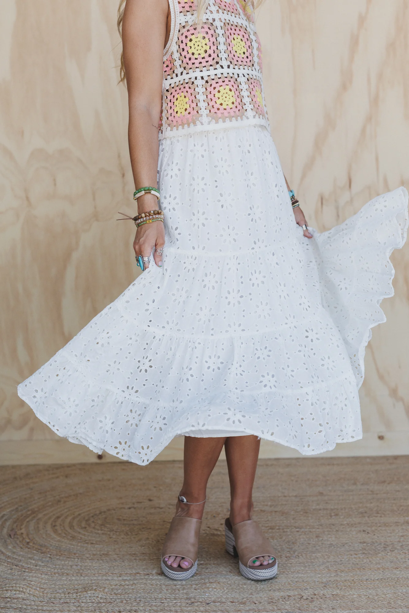 Breezy Bloom Eyelet Skirt - White - Image 3