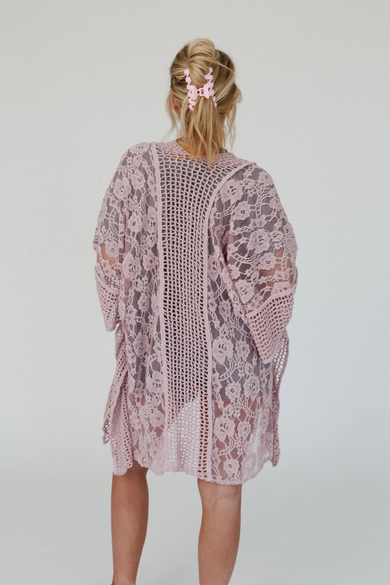 Breezy Floral Lace Kimono - Rose - Image 4