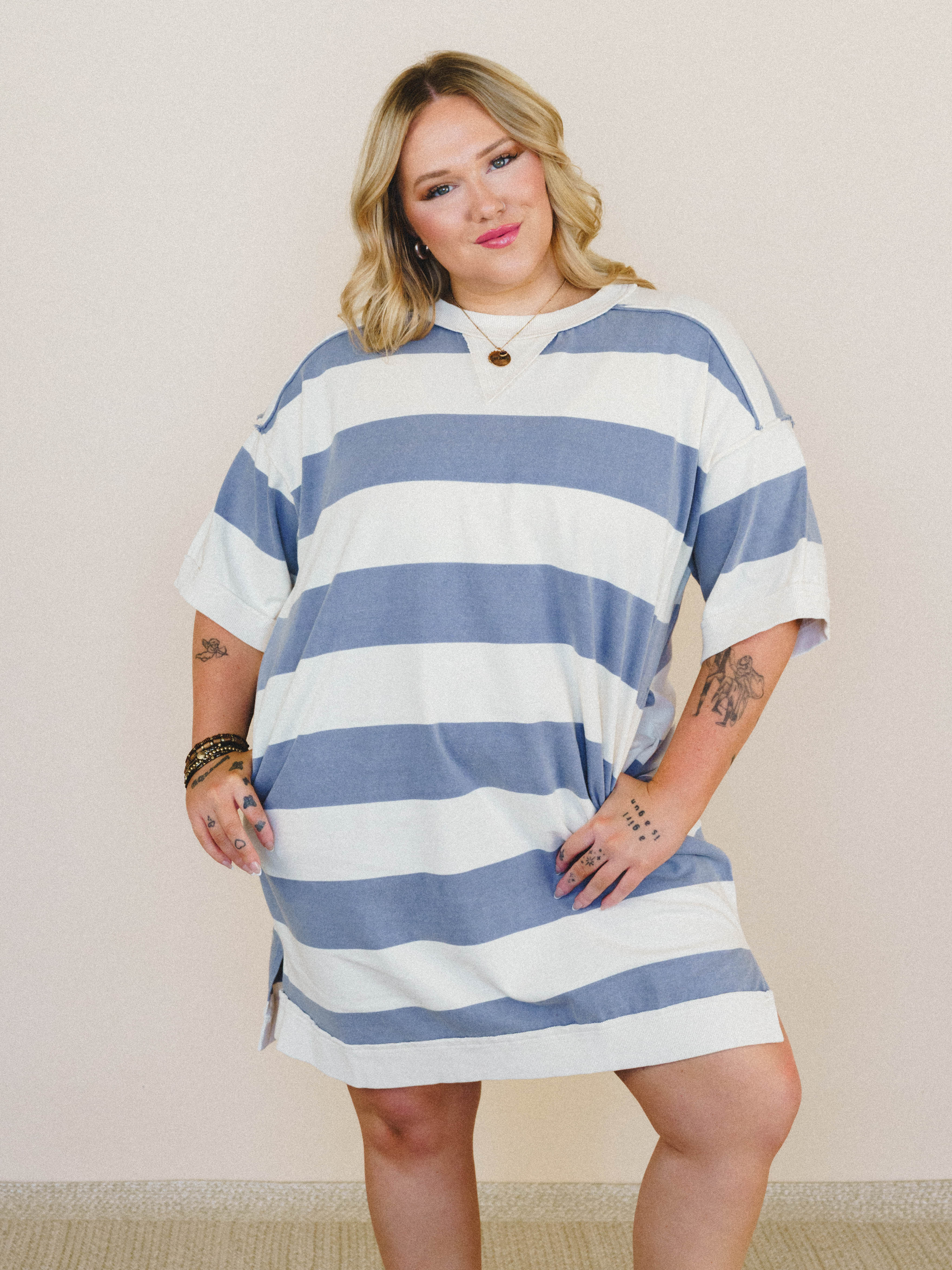 Bright Idea Tee Dress
 - Blue - Image 5