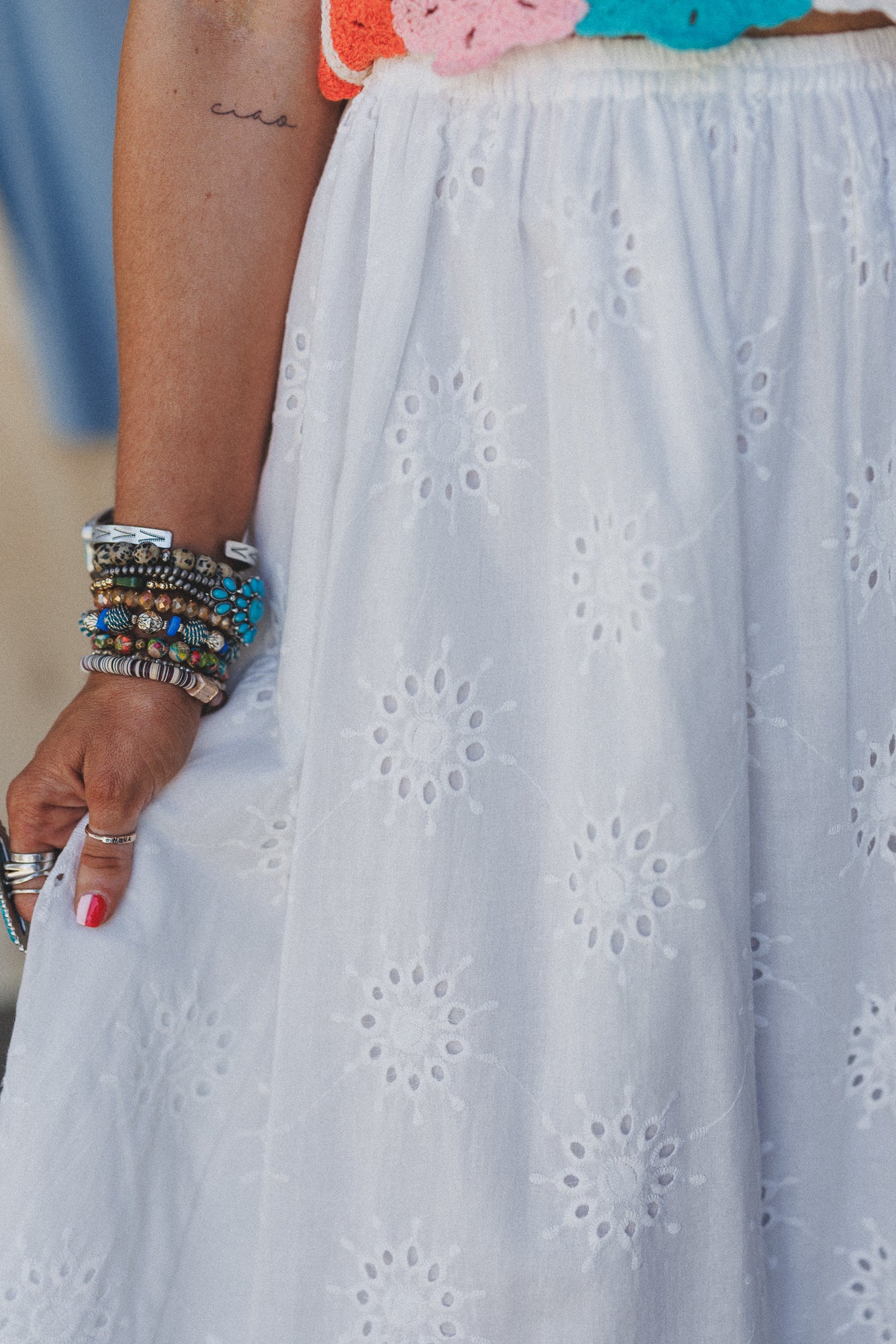 Briley Eyelet Skirt - Off White - Image 3