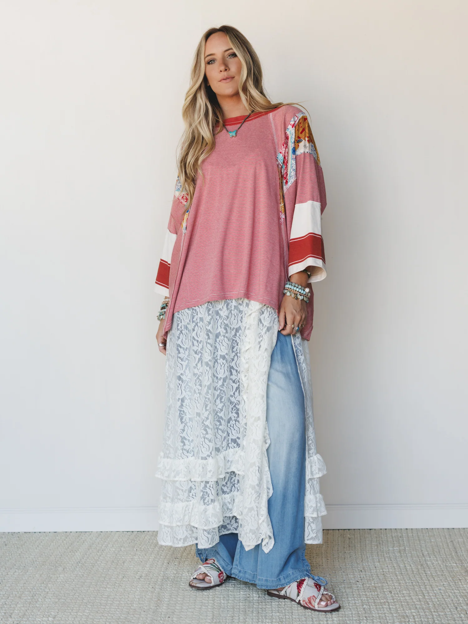 Britt Patchwork Top - Red - Image 10