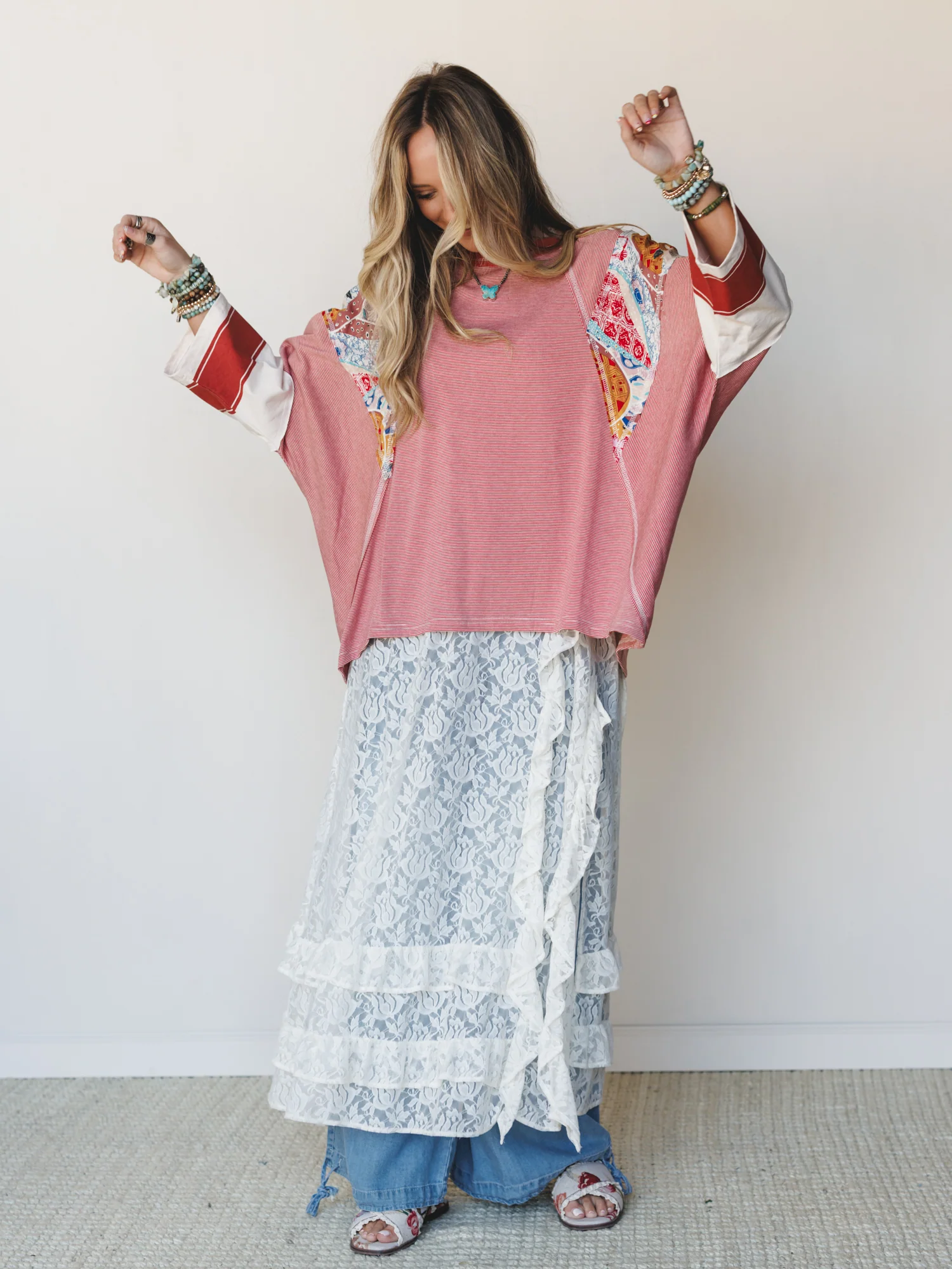 Britt Patchwork Top - Red - Image 11
