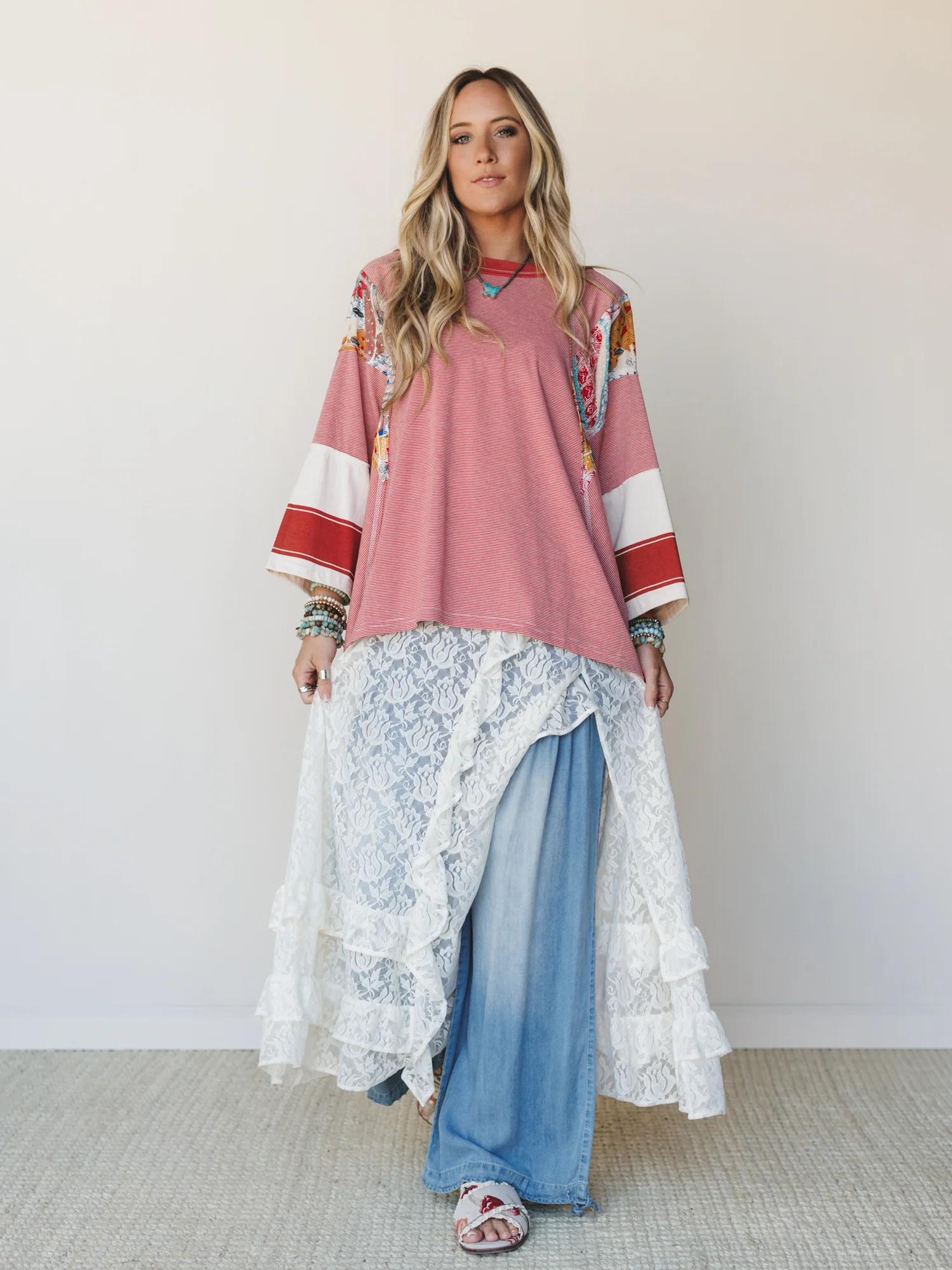 Britt Patchwork Top - Red - Image 12