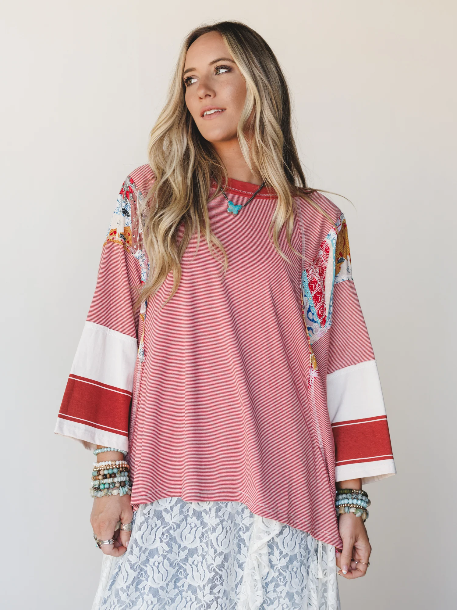 Britt Patchwork Top - Red - Image 13